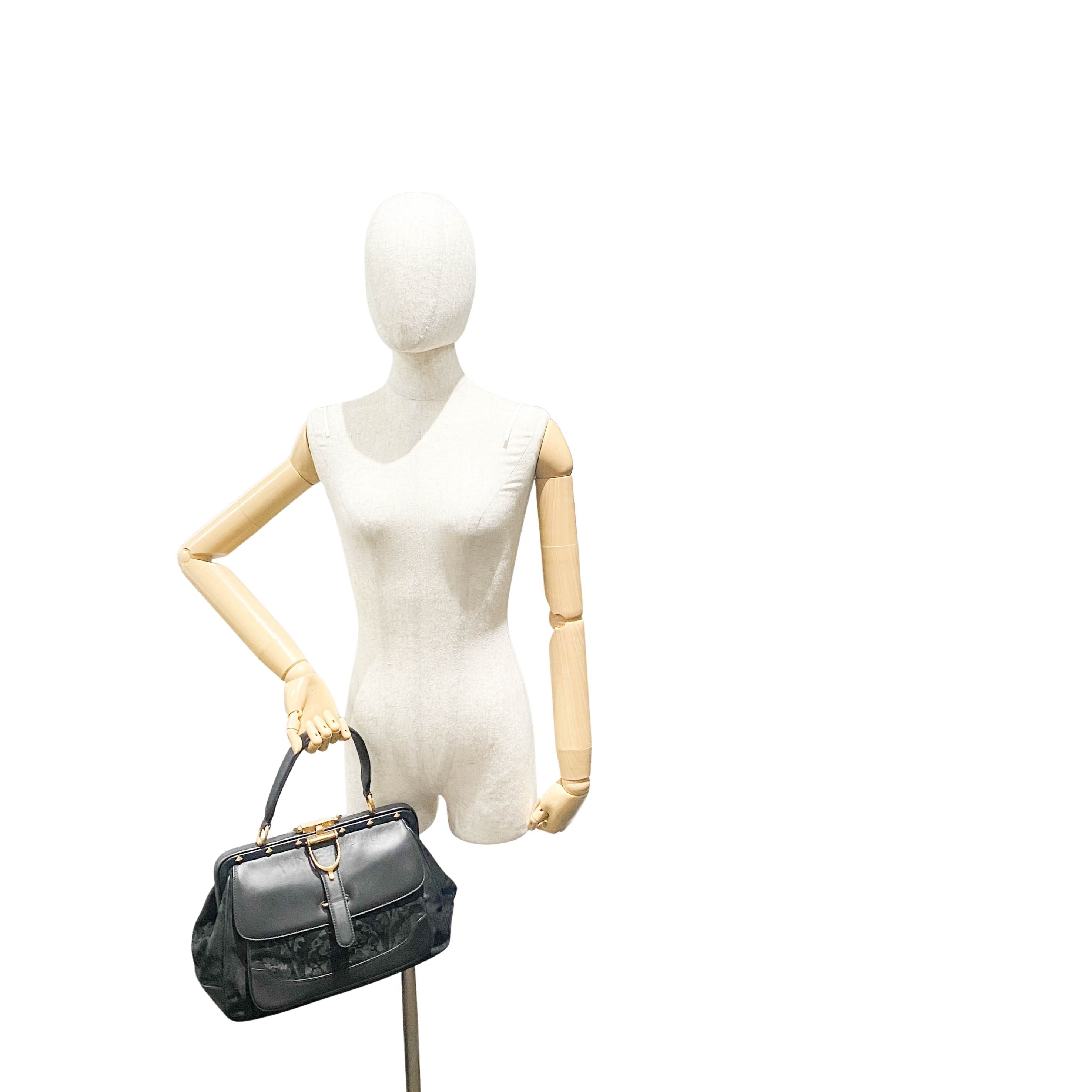 Vintage Black Suede Arabesque Hand Bag