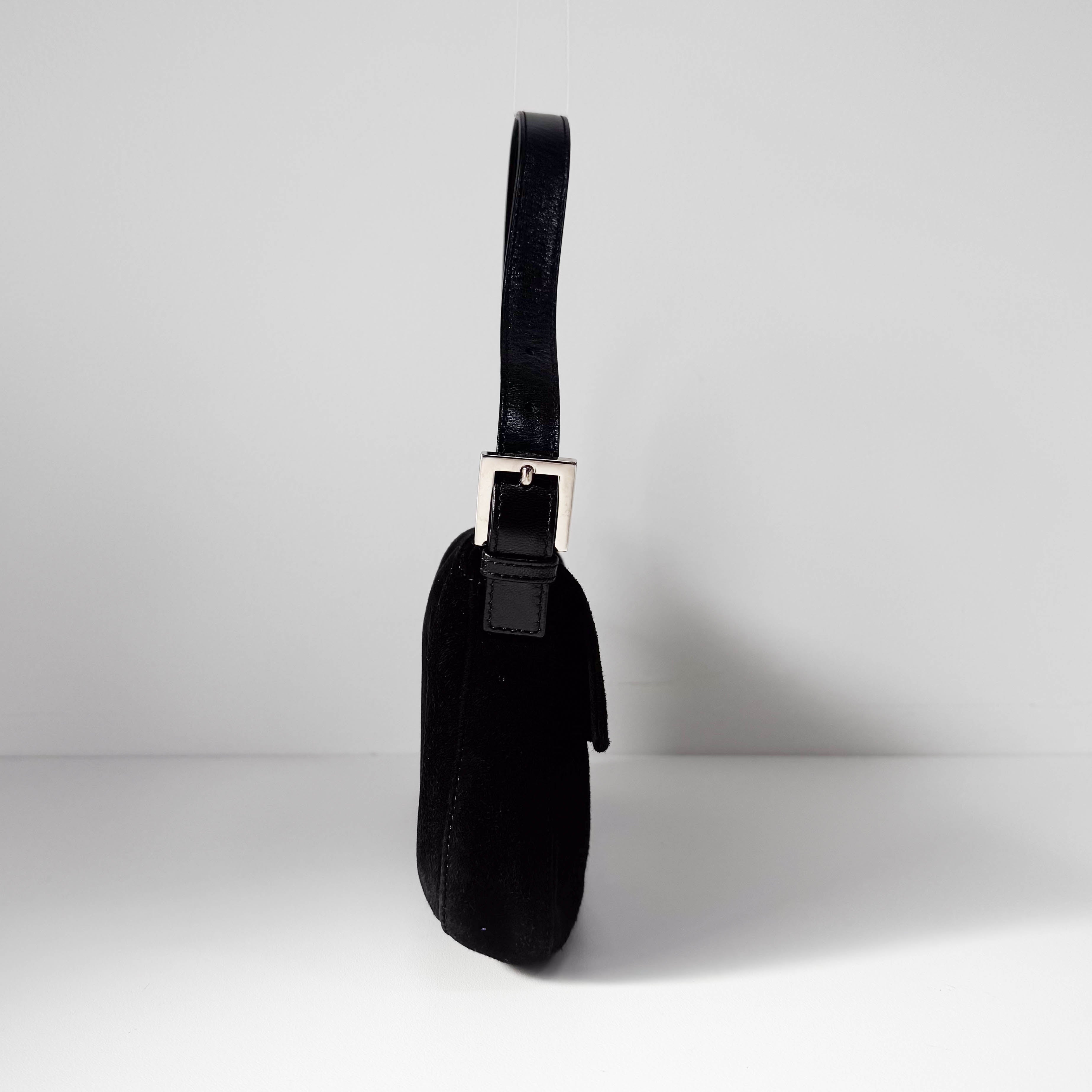 Baguette Black Suede Shoulder Bag