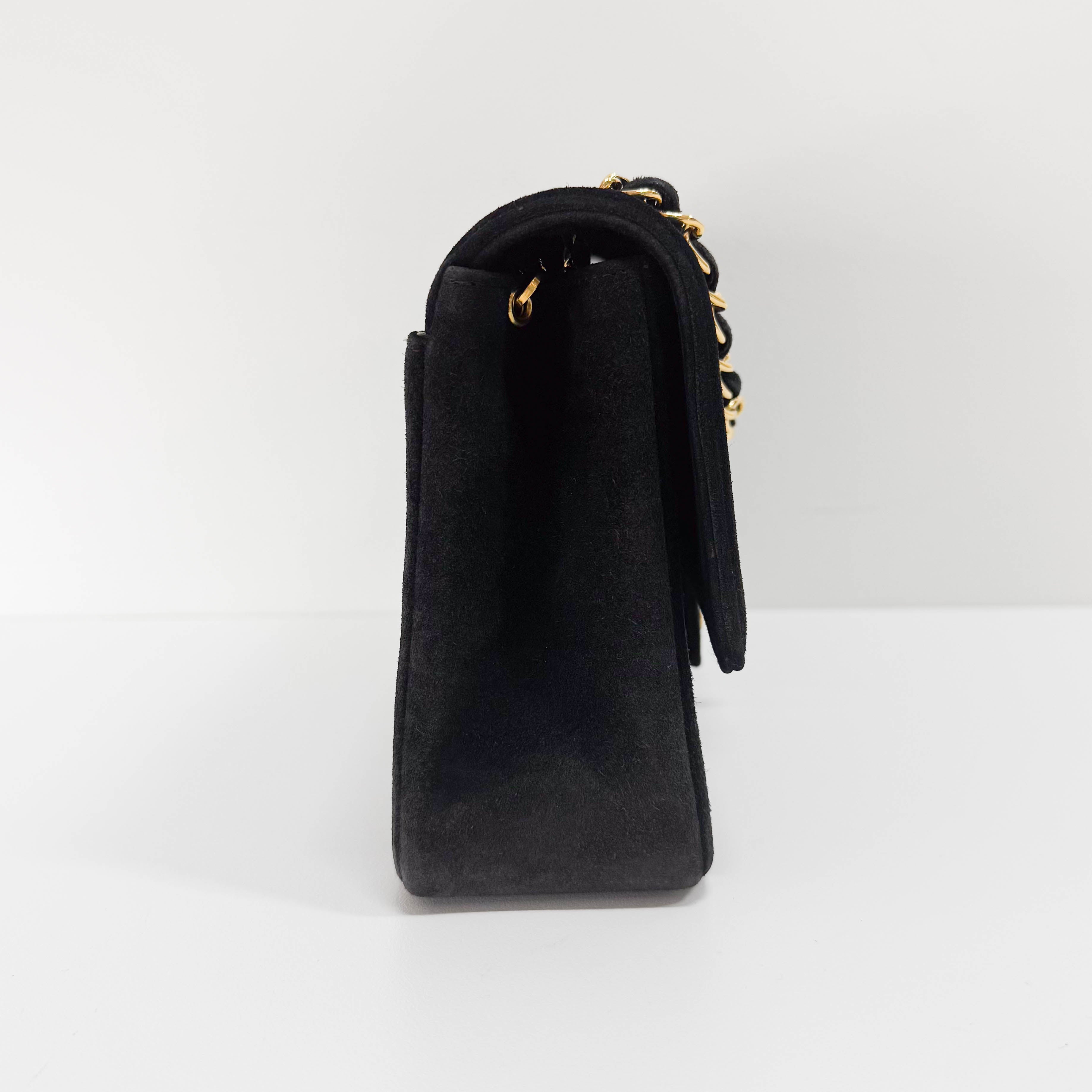 Mademoiselle Black Suede Crossbody Bag