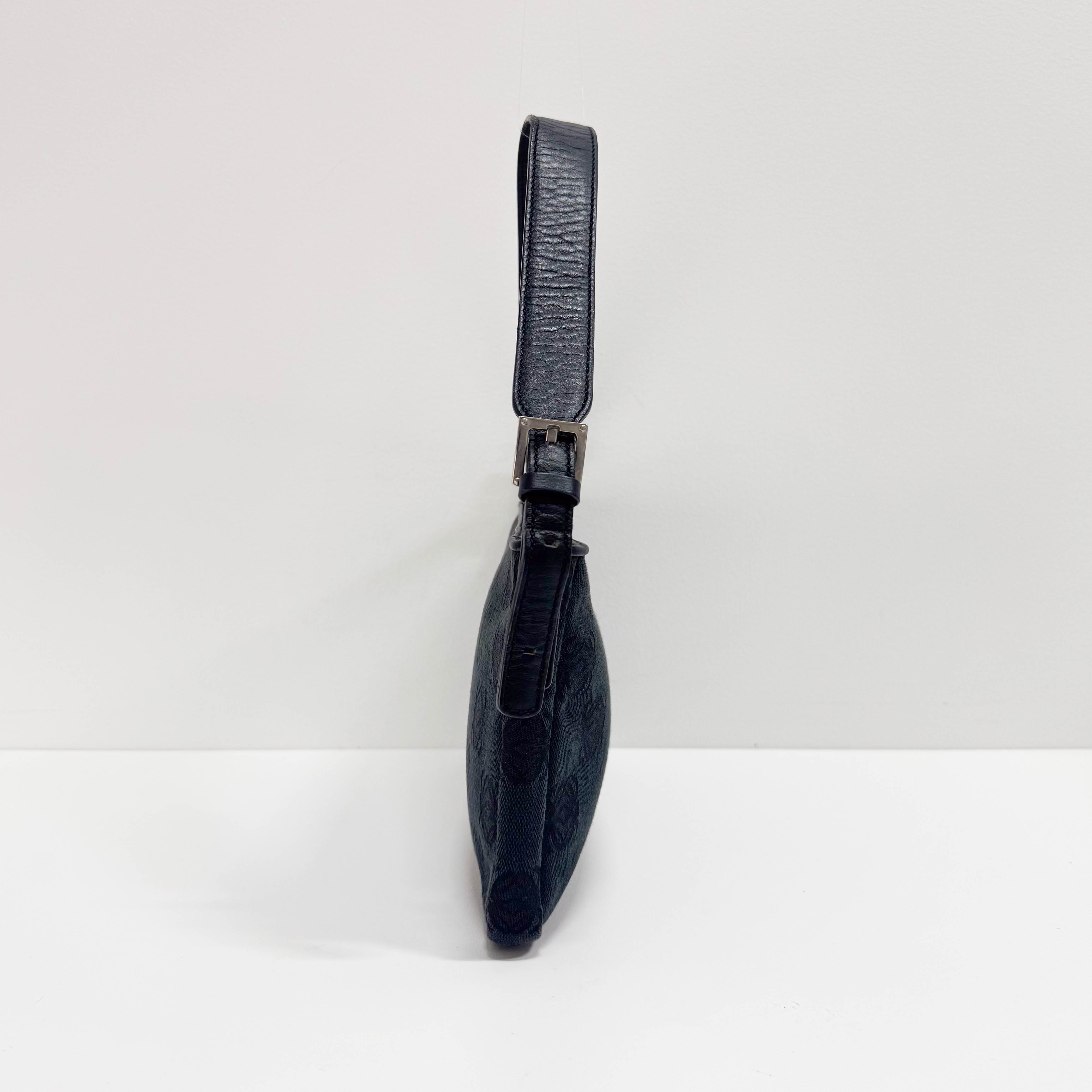 Anagram Black Canvas Small Shoulder Bag