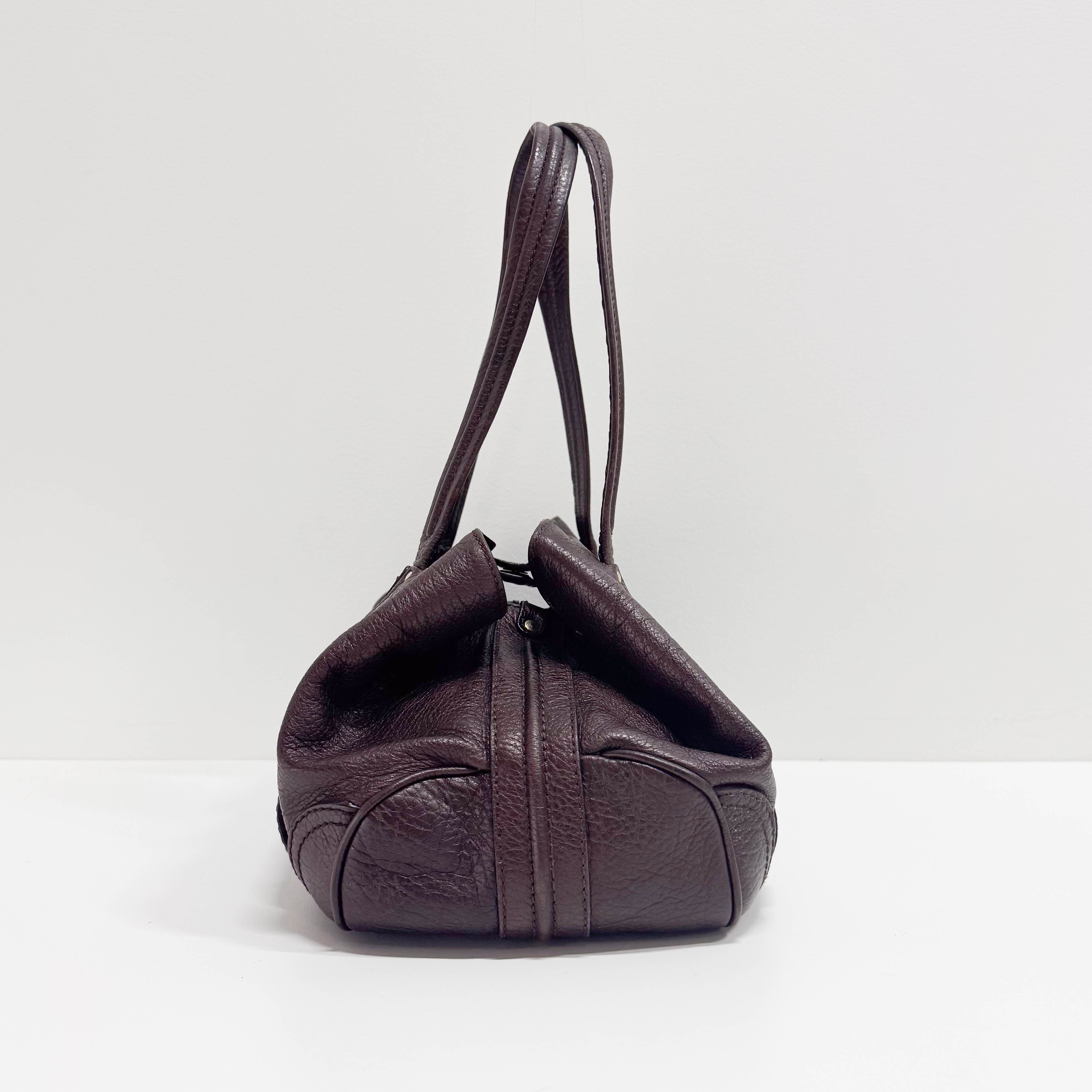 Triomphe Brown Leather Shoulder Bag