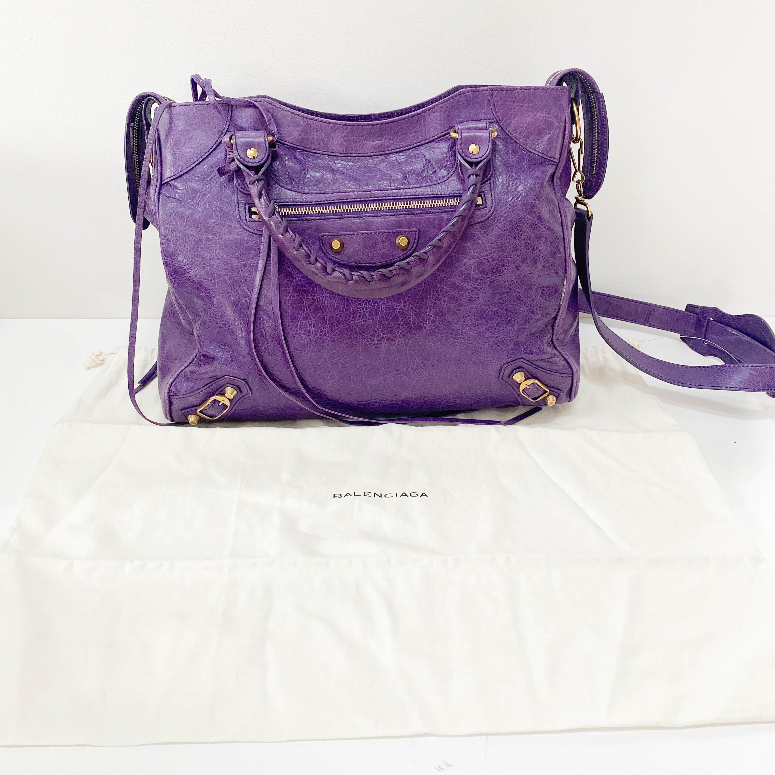Velo Purple Leather Two Way Bag