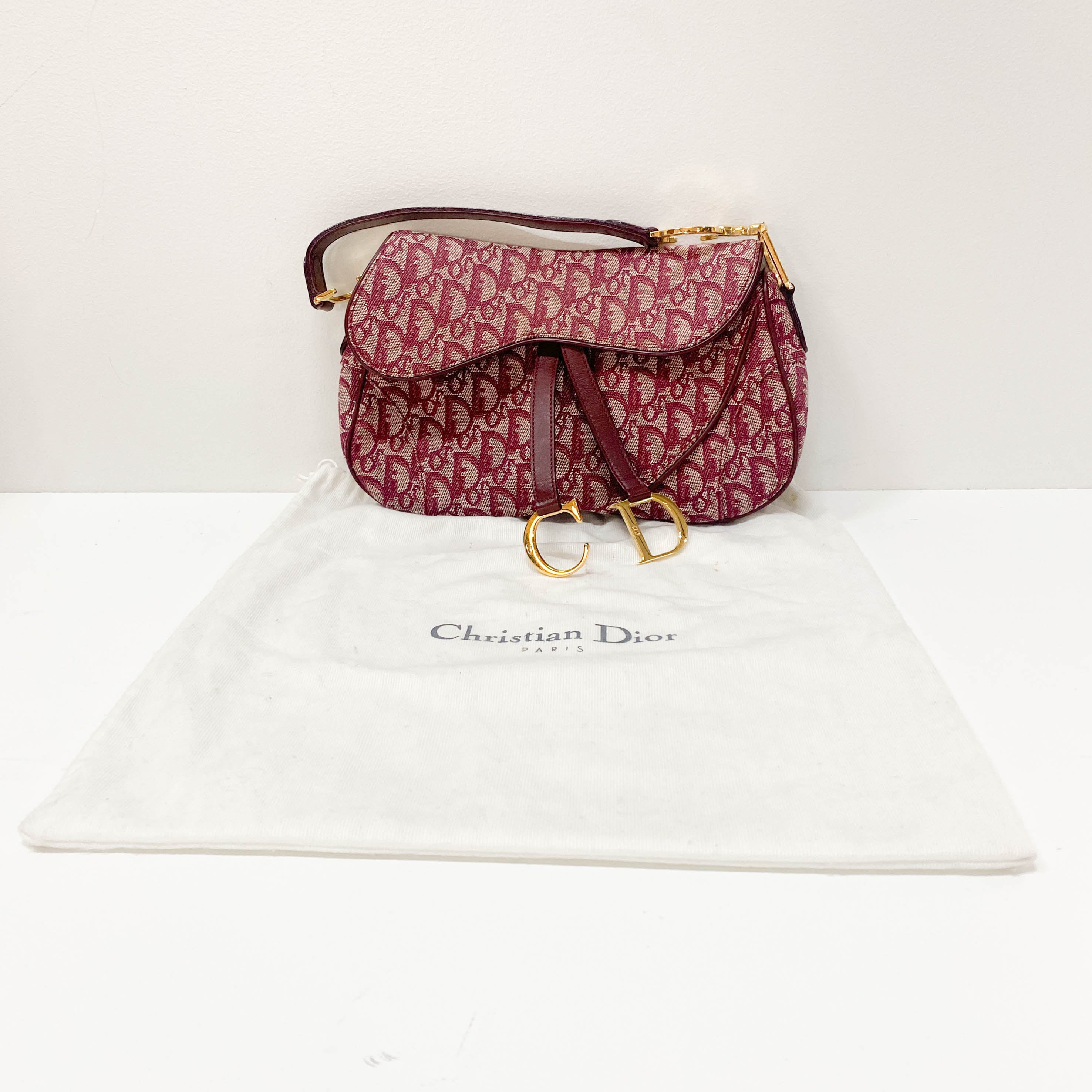 Double Saddle Trotter Red Jacquard Shoulder Bag
