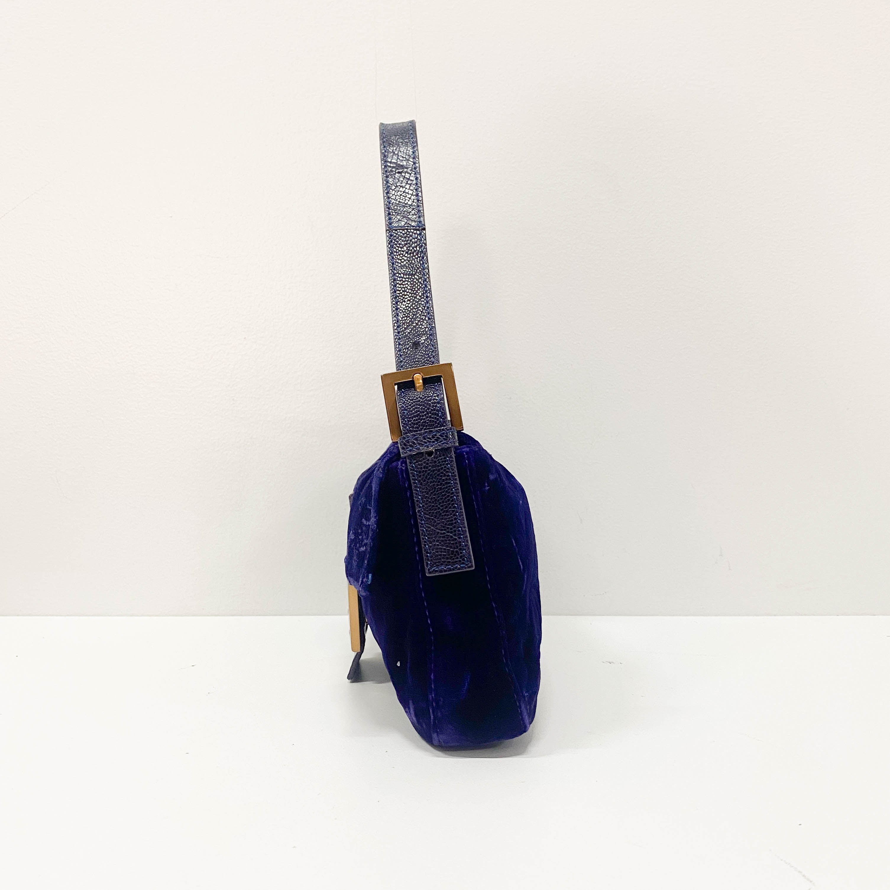 Baguette Purple Velvet Shoulder Bag