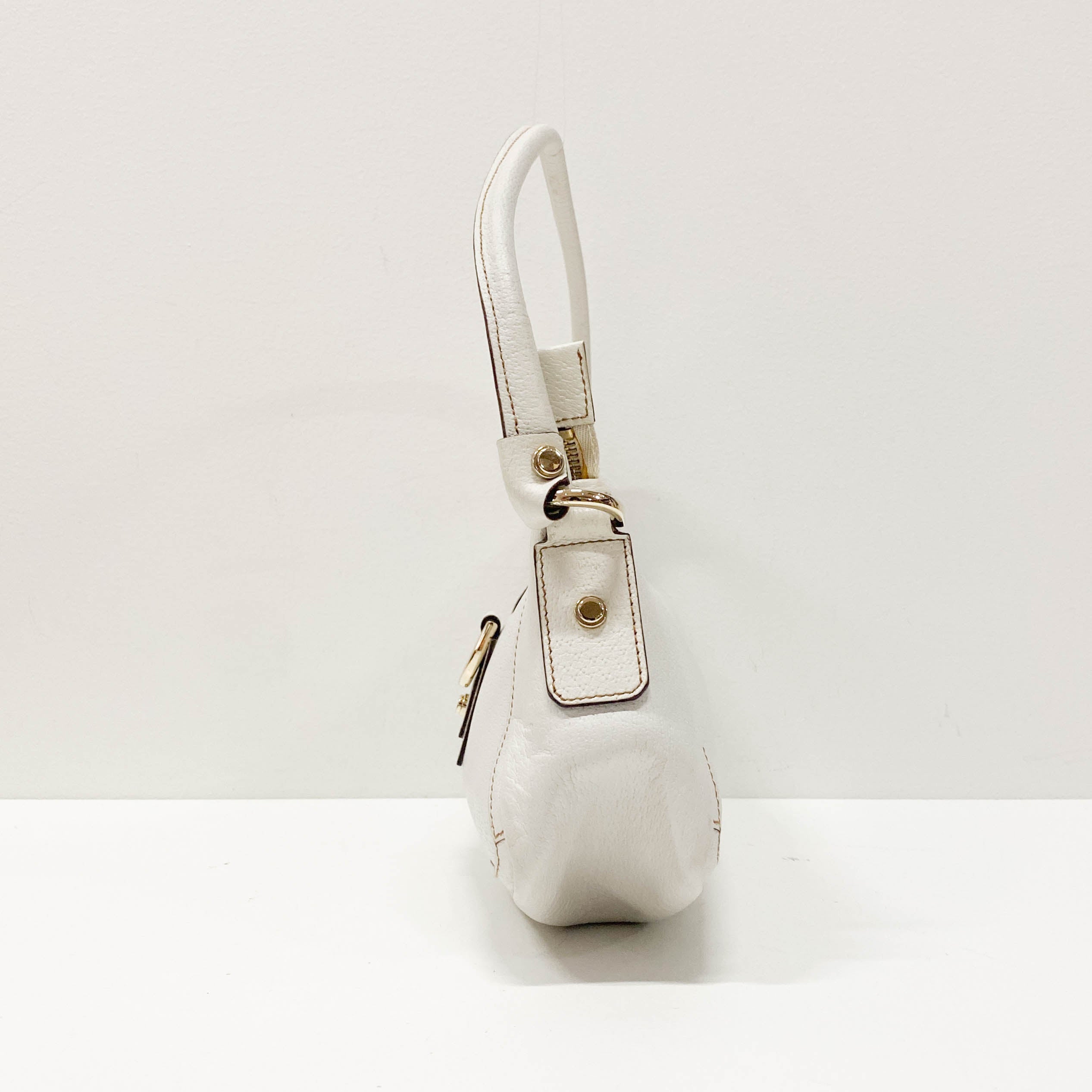 Abbey White Leather Shoulder Bag