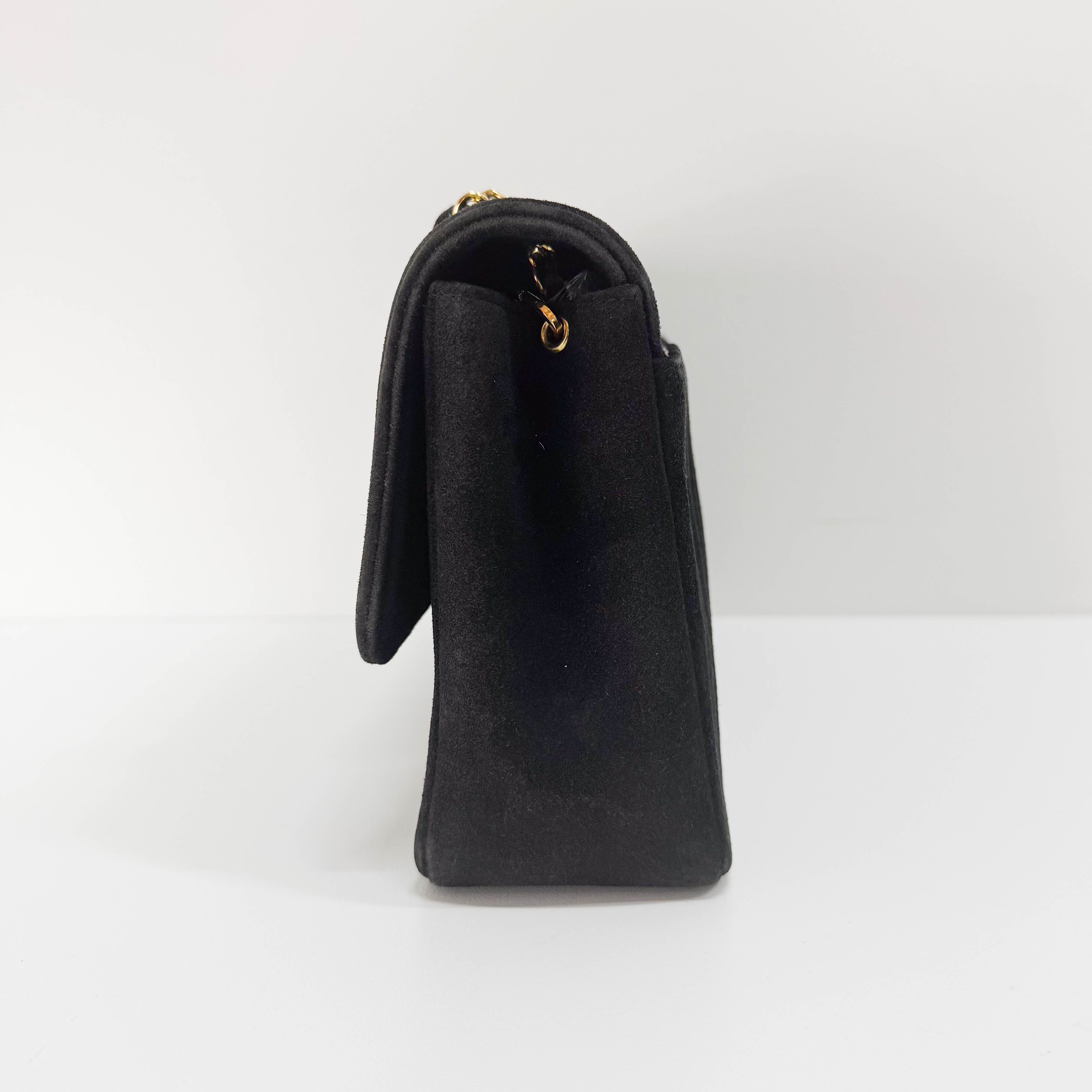 Mademoiselle Black Suede Crossbody Bag