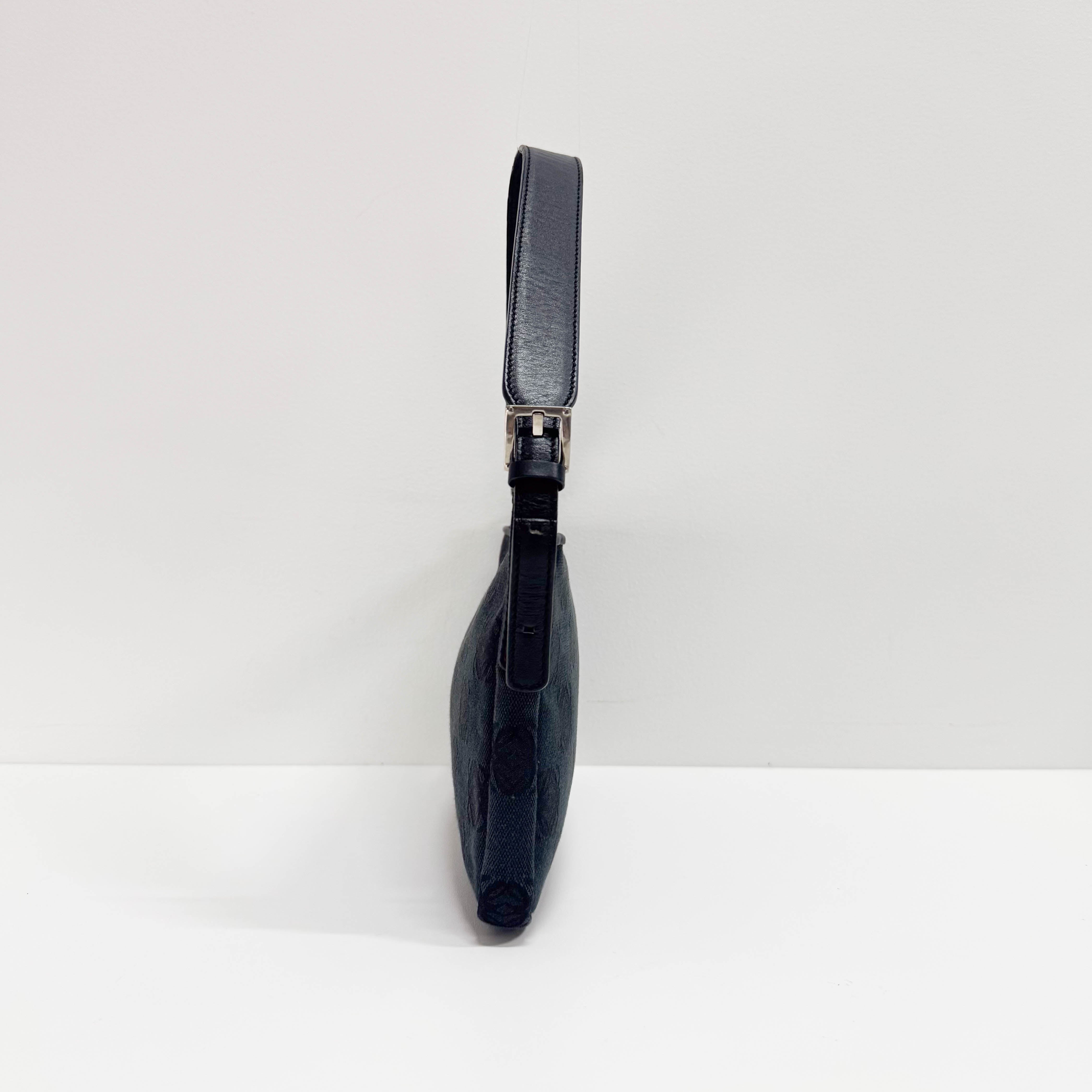 Anagram Black Canvas Small Shoulder Bag