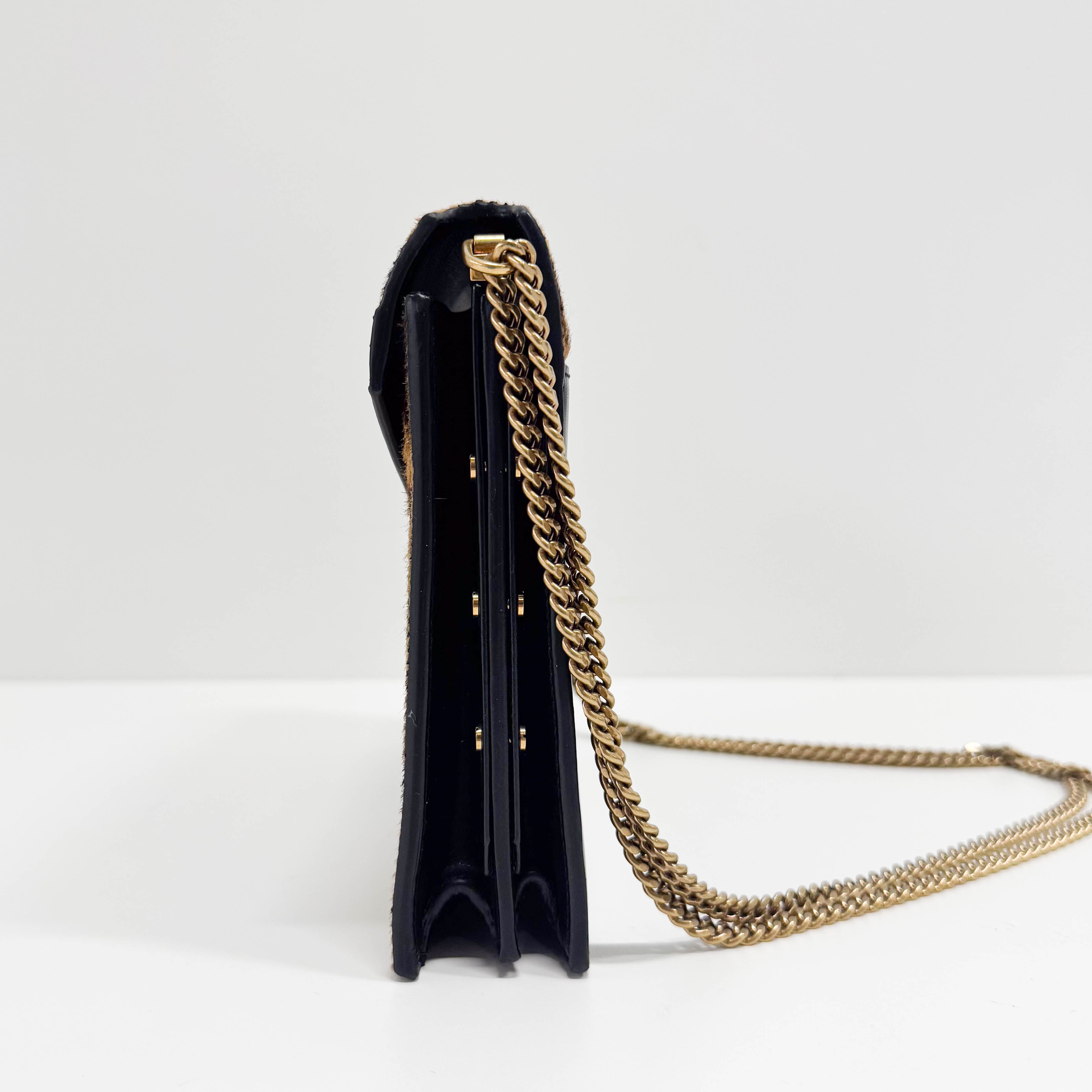 Cassandra Brown Jaguar Pony Hair Chain Shoulder Bag