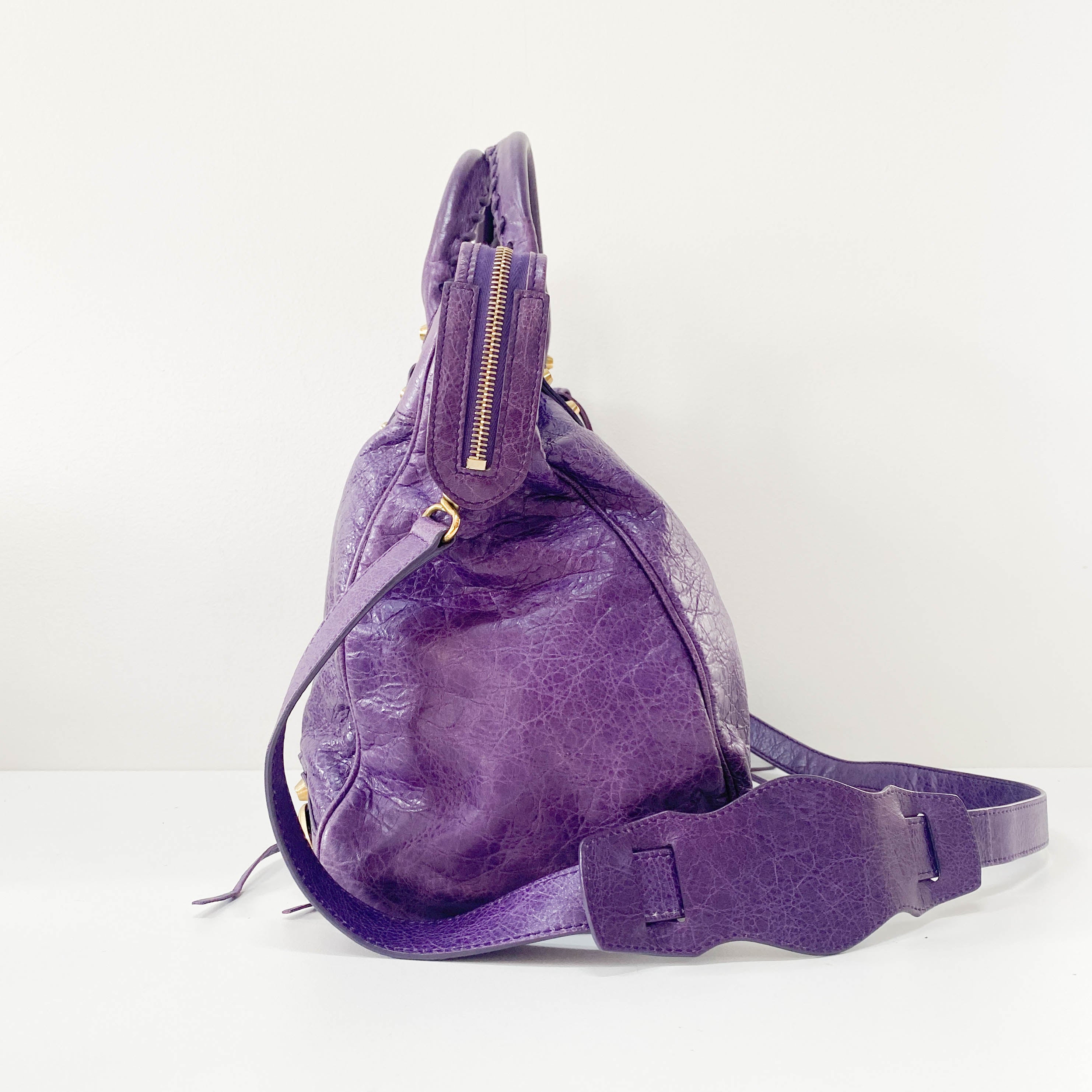 Velo Purple Leather Two Way Bag