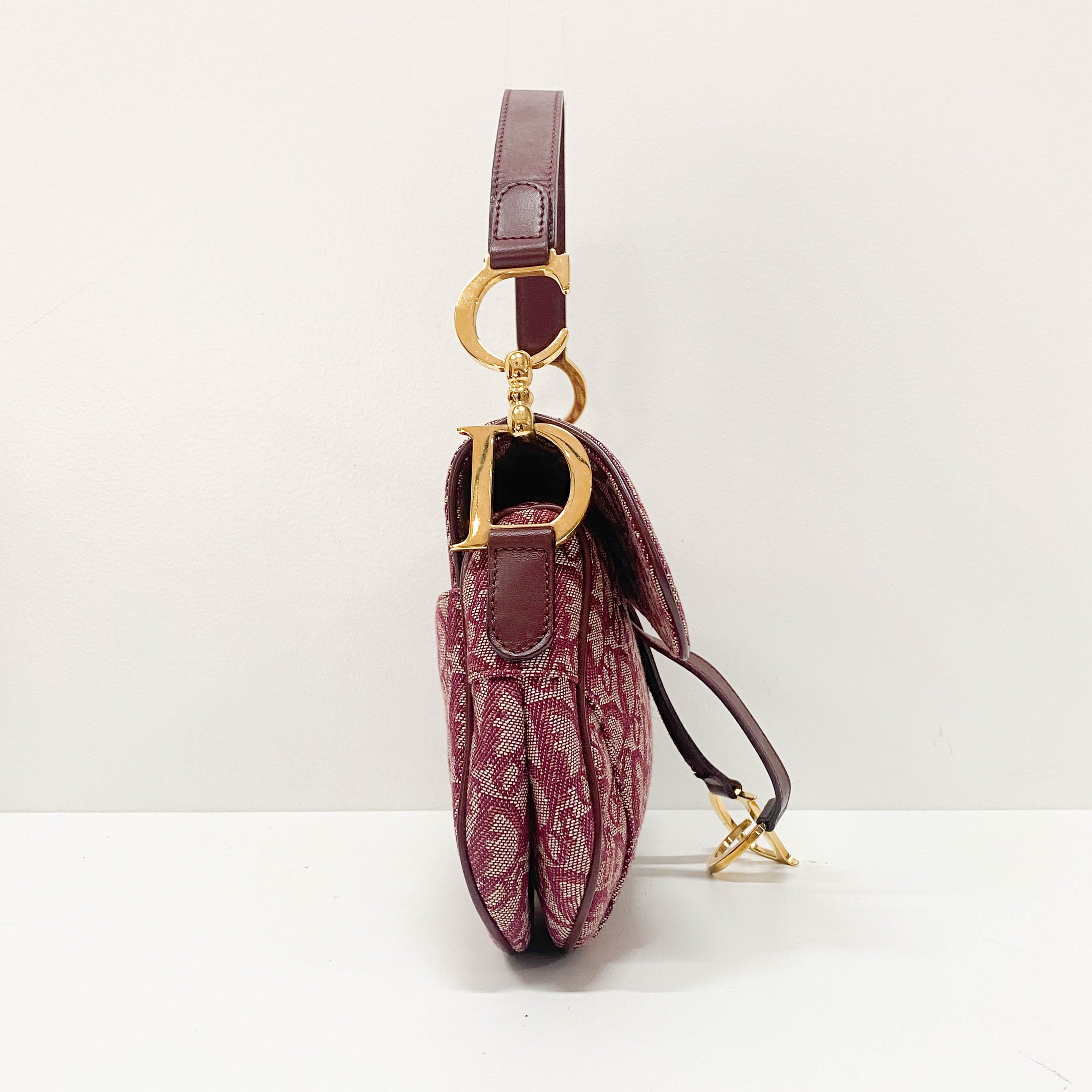 Double Saddle Trotter Red Jacquard Shoulder Bag