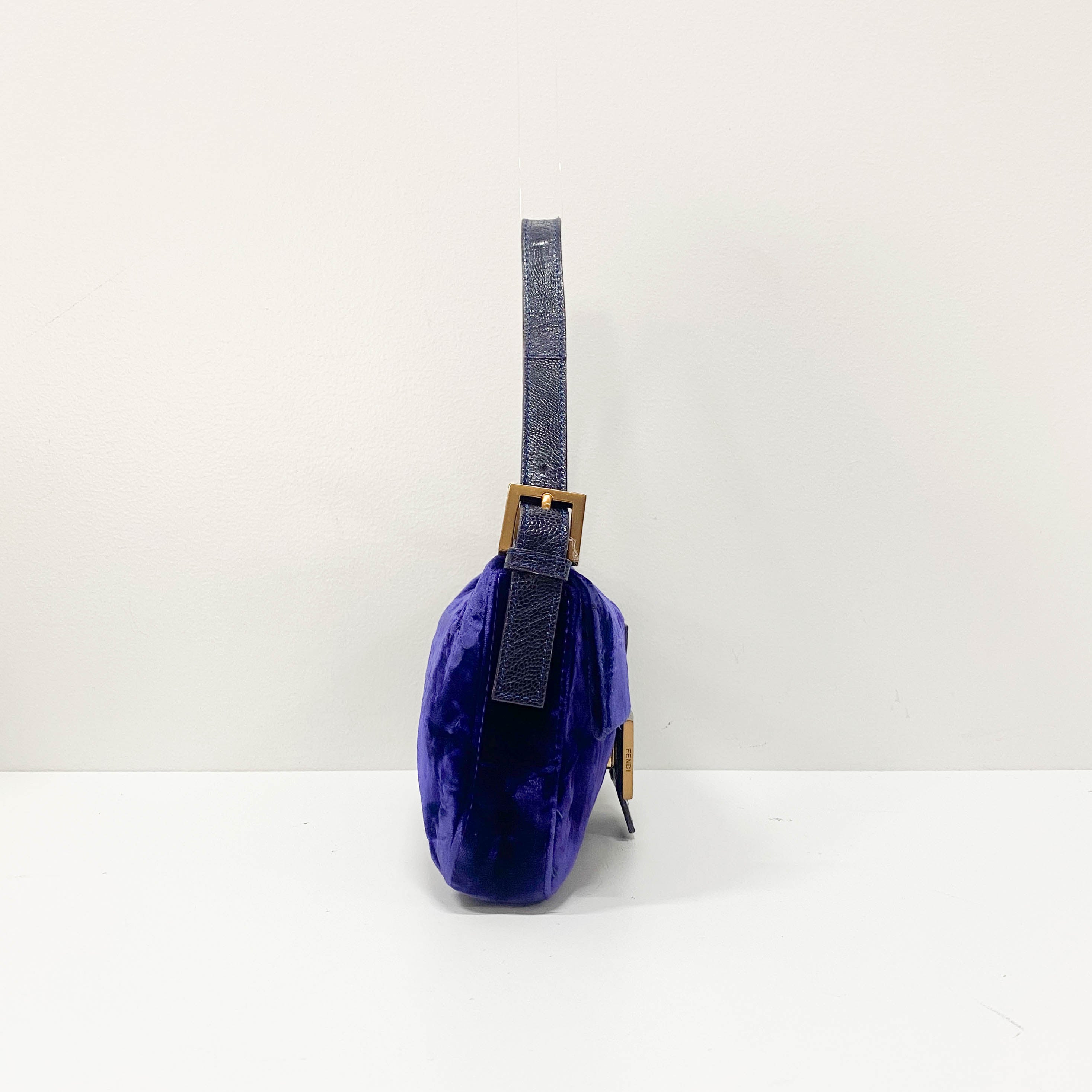 Baguette Purple Velvet Shoulder Bag