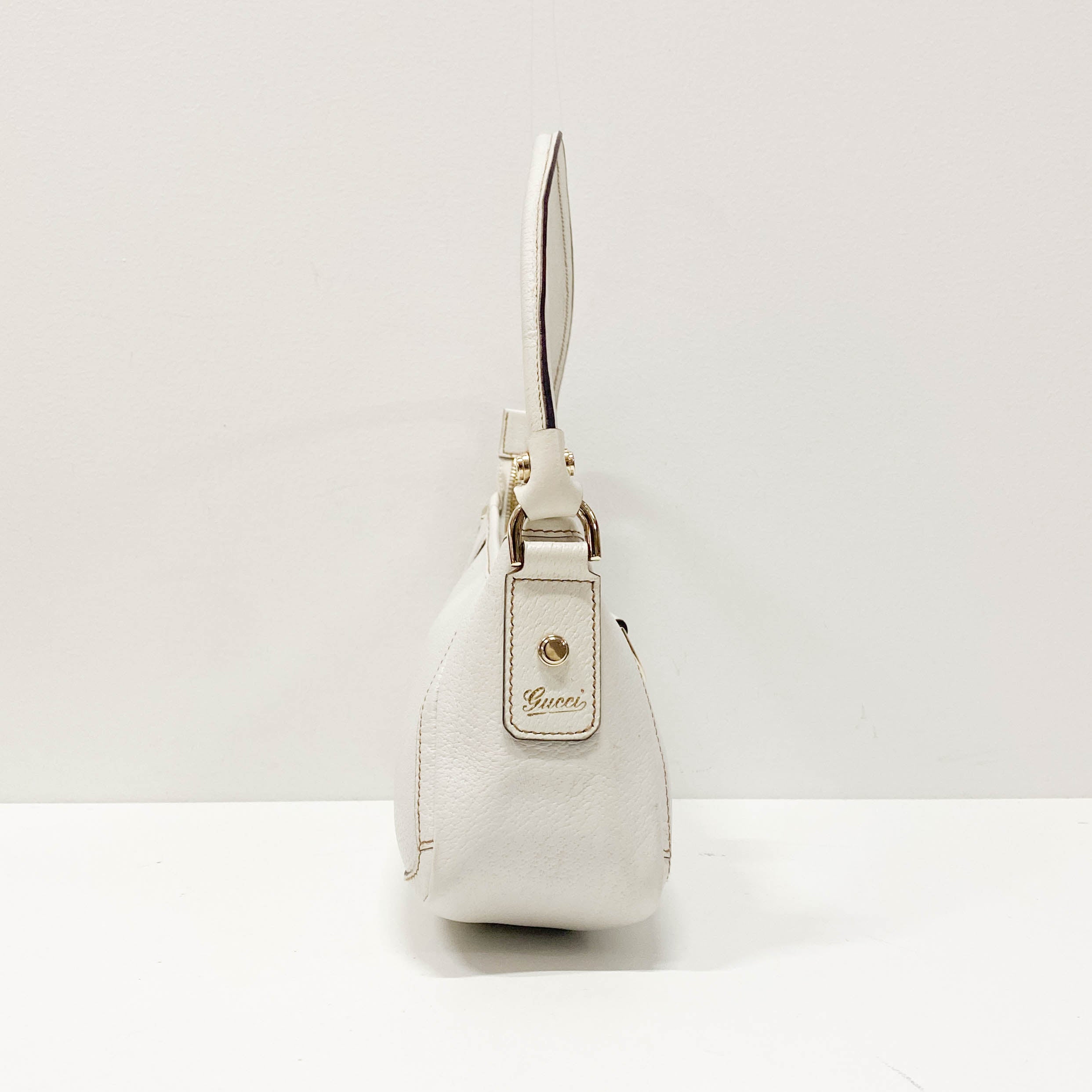 Abbey White Leather Shoulder Bag