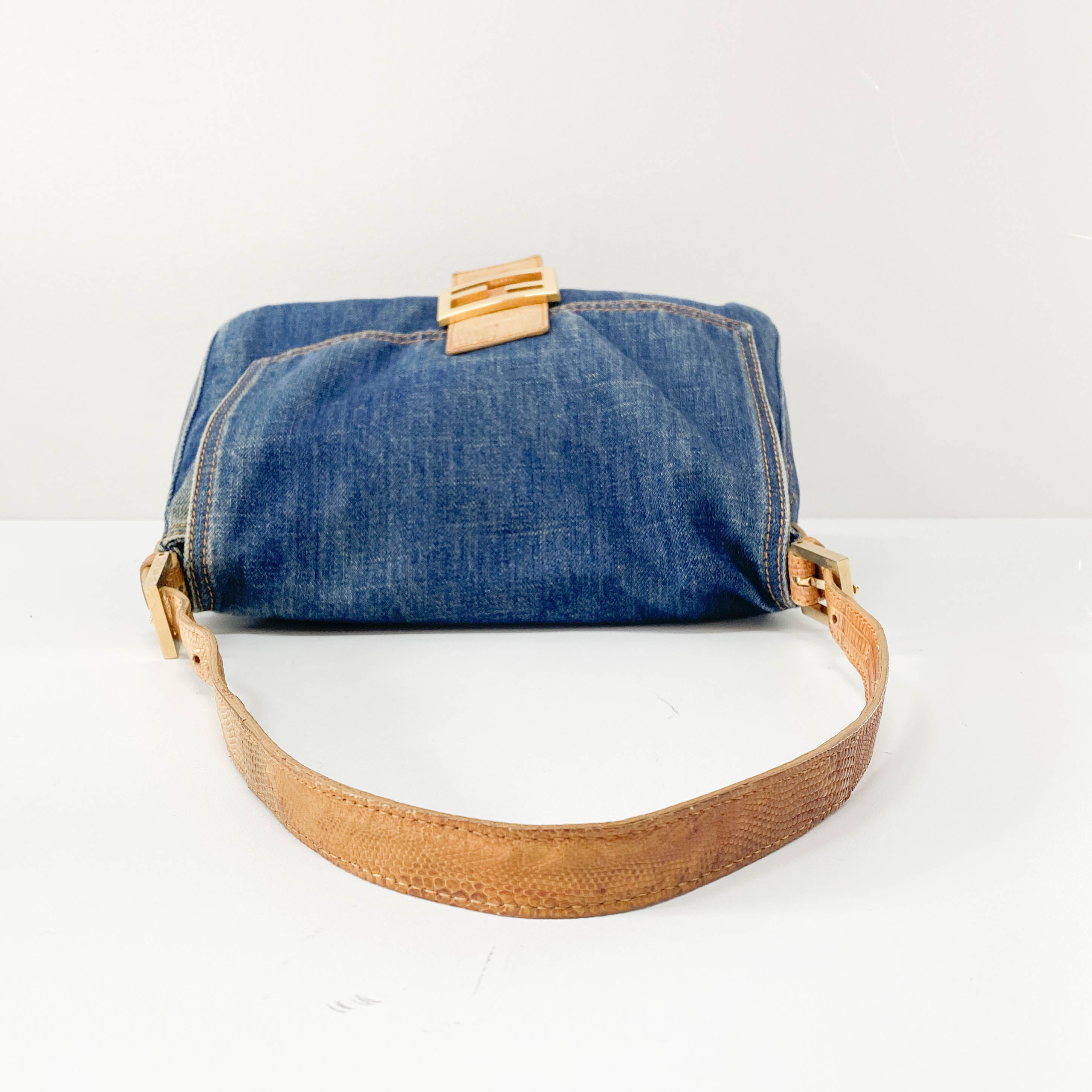 Mamma Baguette Blue Denim Shoulder Bag
