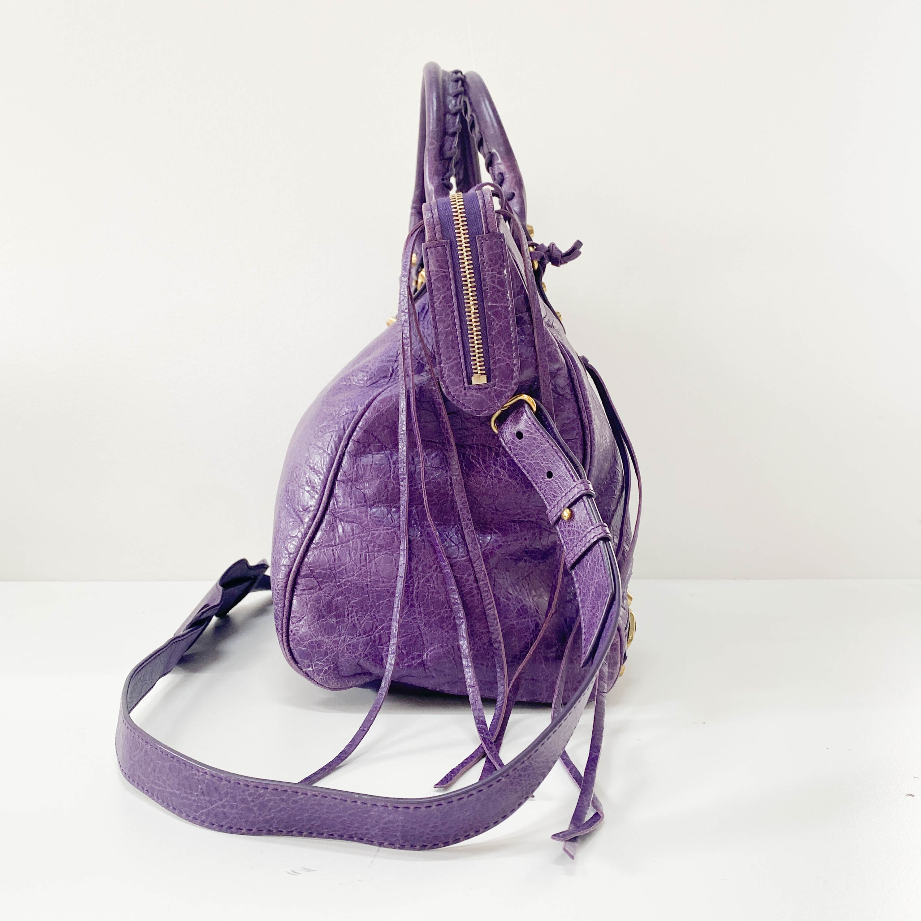 Velo Purple Leather Two Way Bag