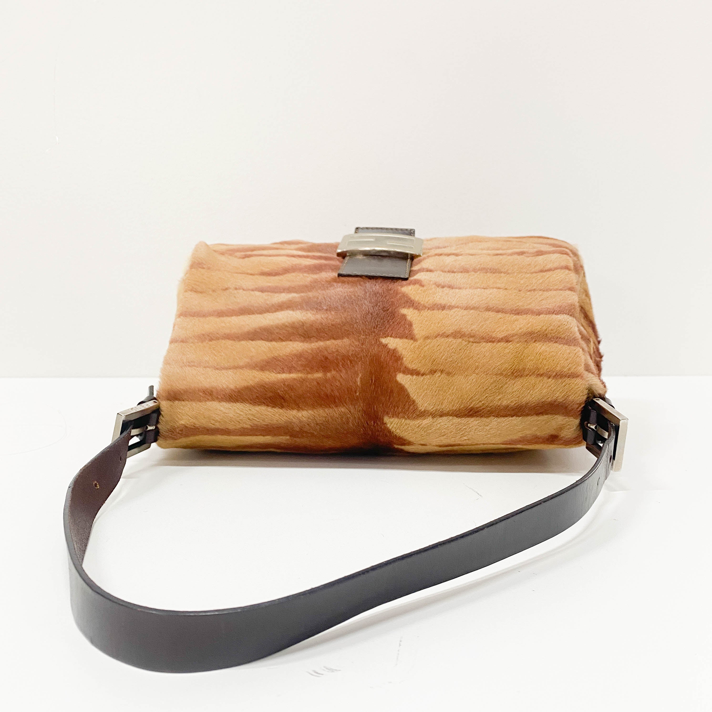 Mamma Baguette Red Zebra Print Pony Hair Shoulder Bag