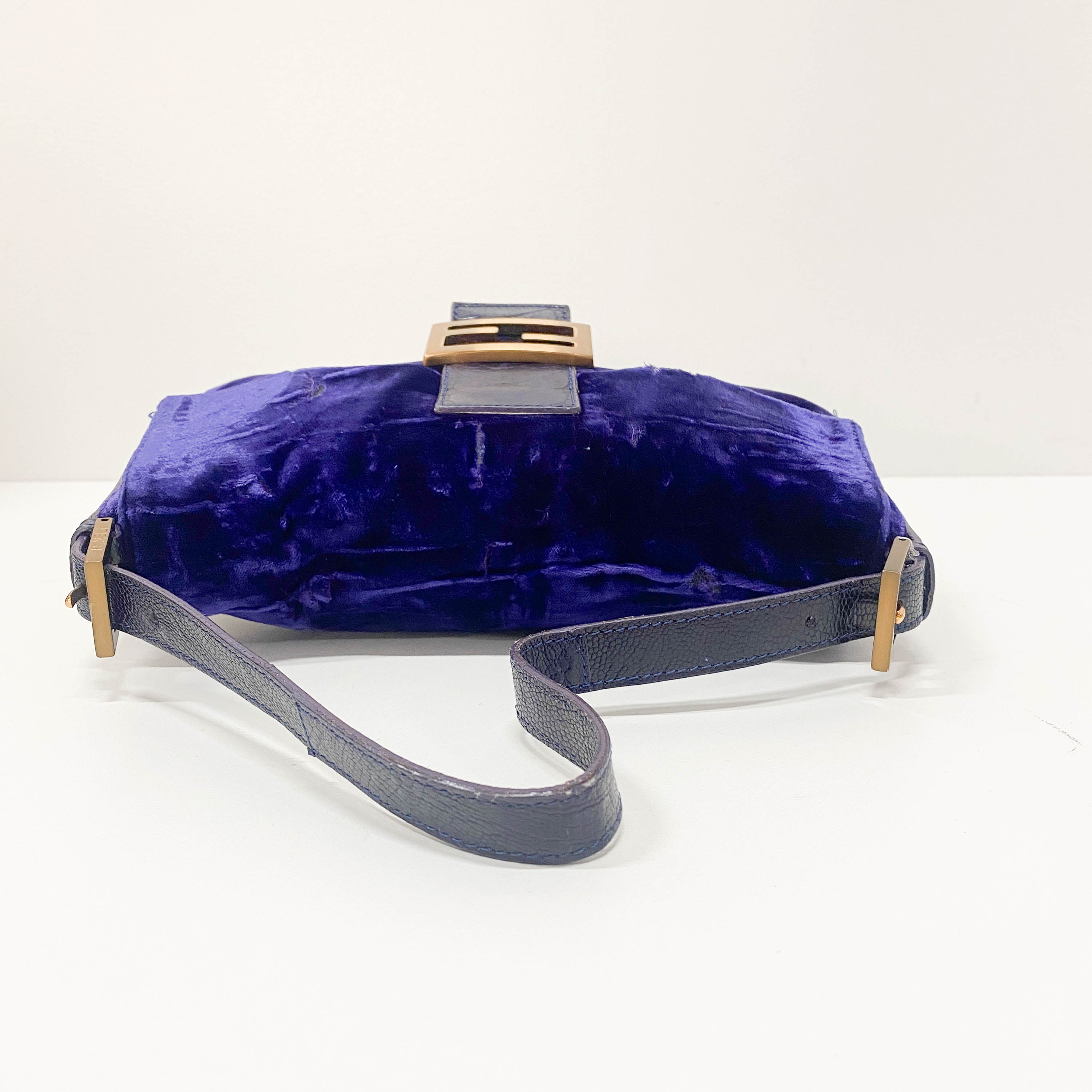 Baguette Purple Velvet Shoulder Bag