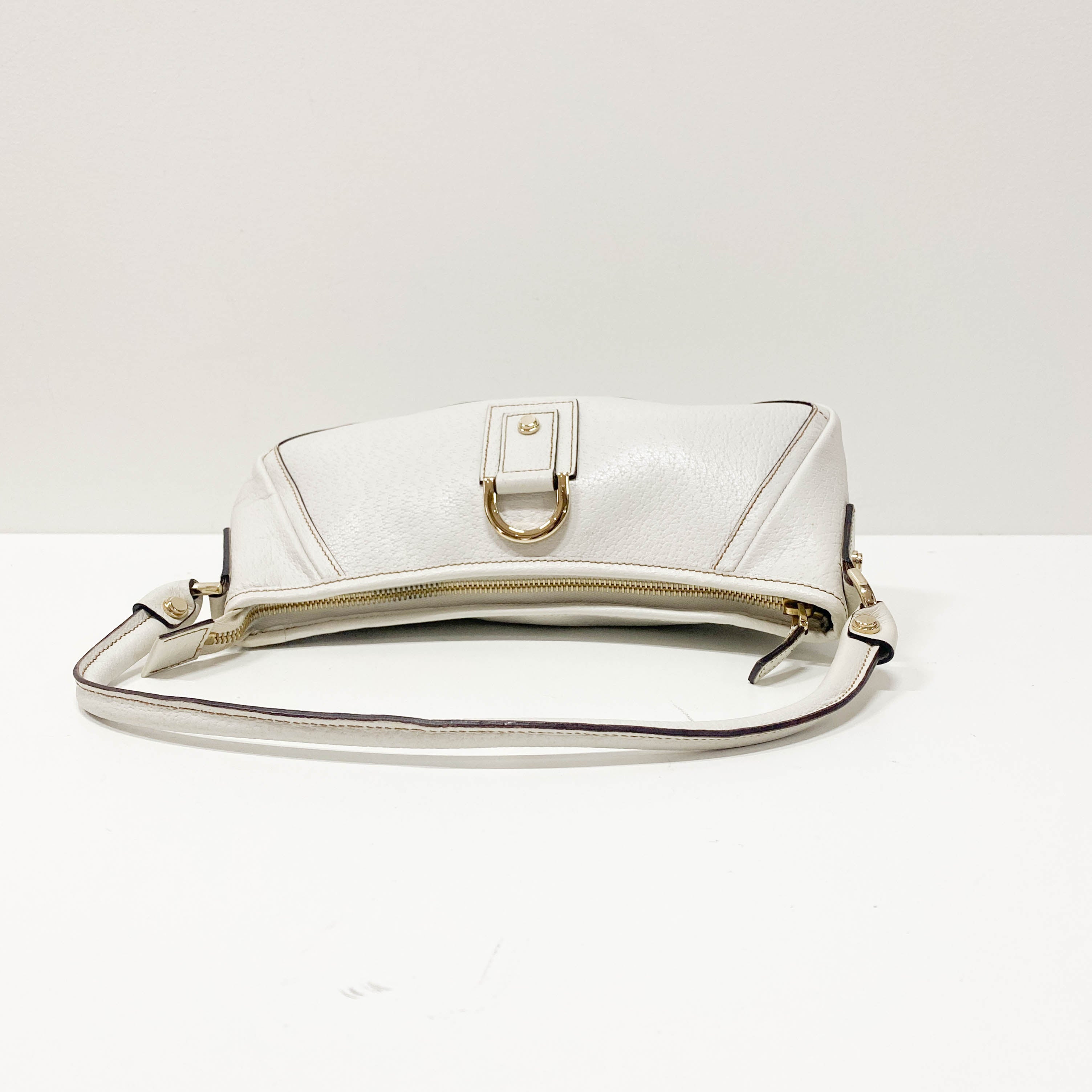 Abbey White Leather Shoulder Bag