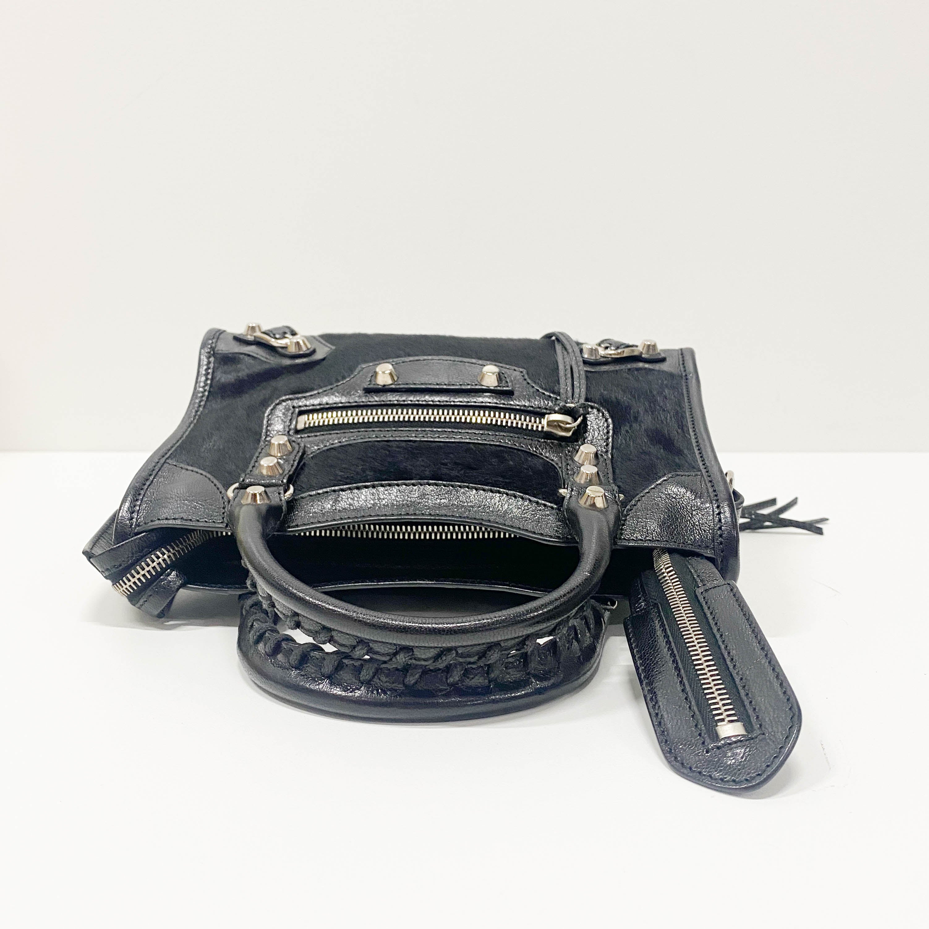 The City Mini Black Pony Hair & Leather Two Way Bag
