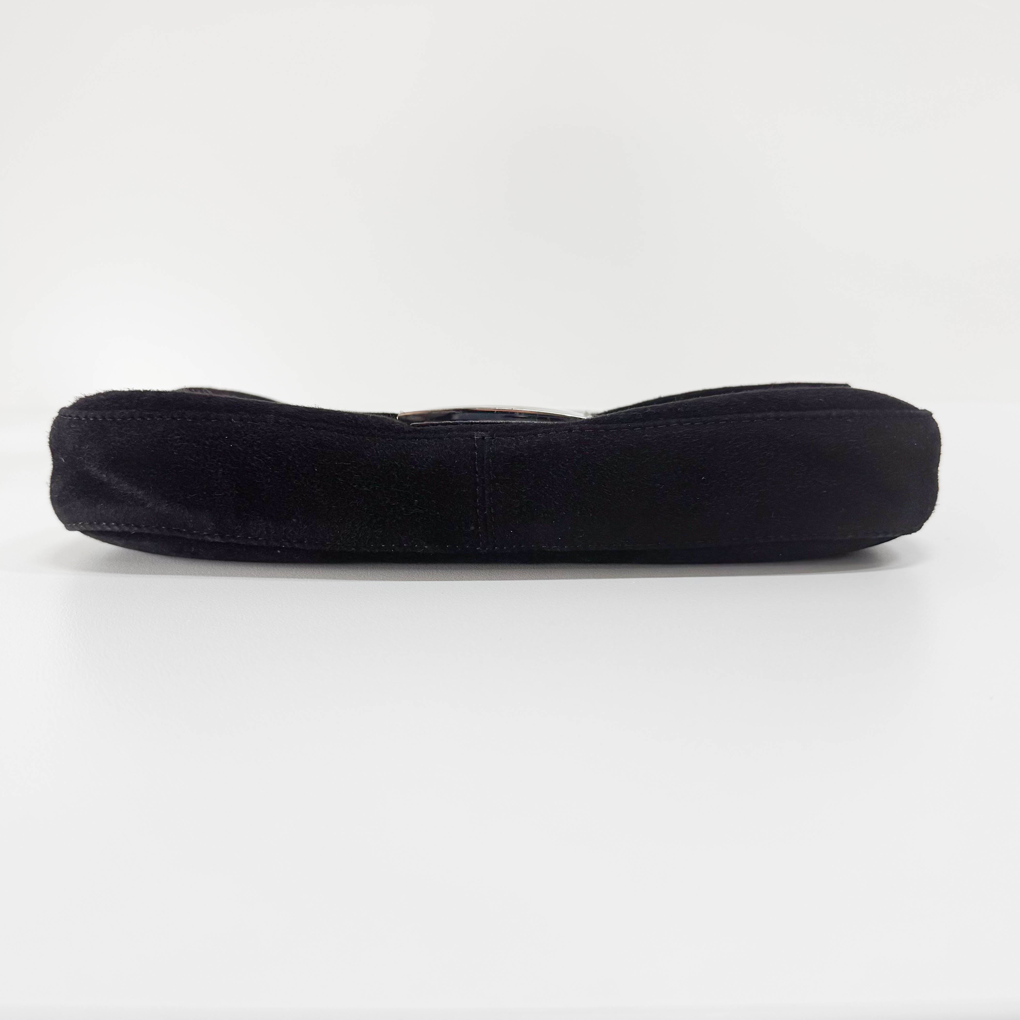 Baguette Black Suede Shoulder Bag
