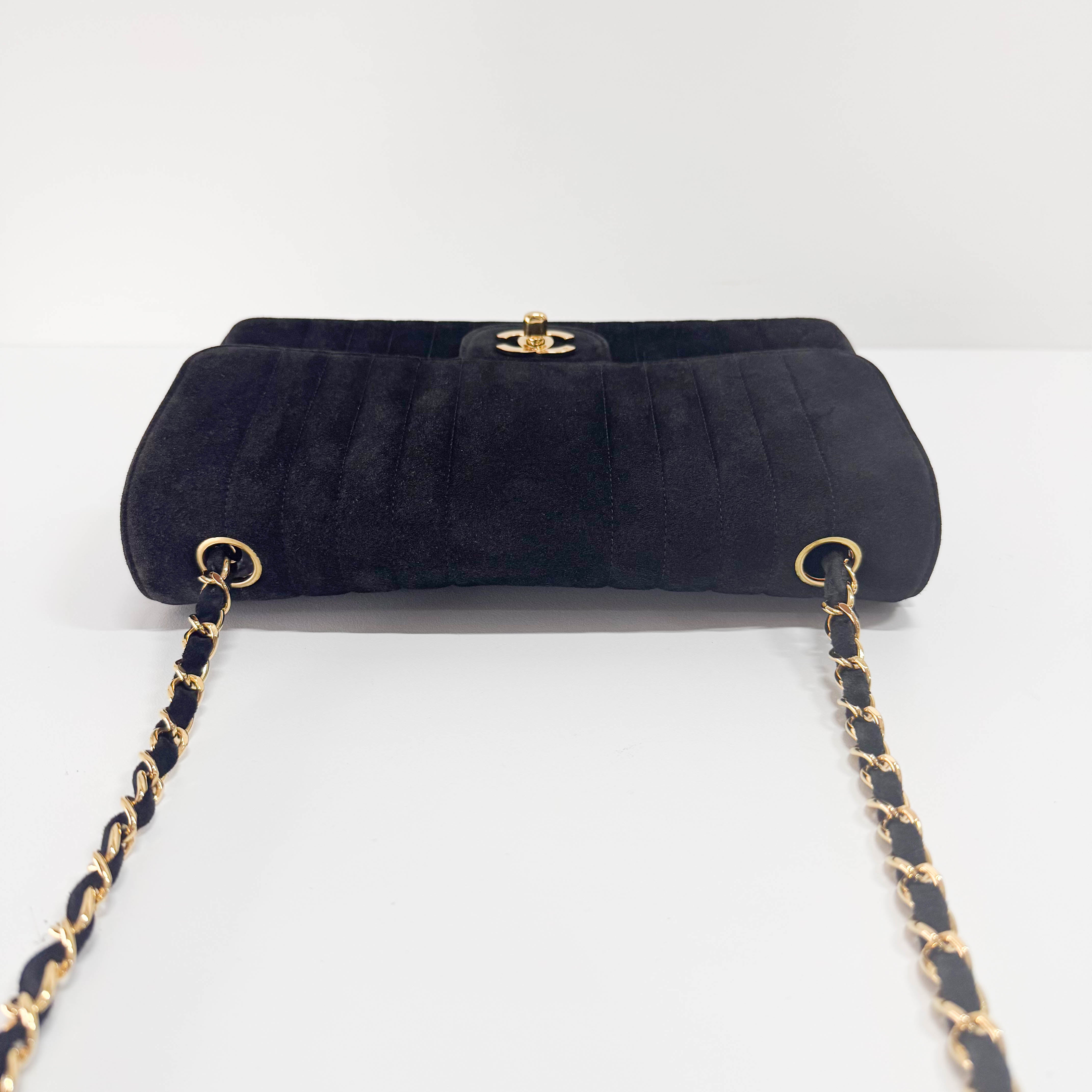Mademoiselle Black Suede Crossbody Bag