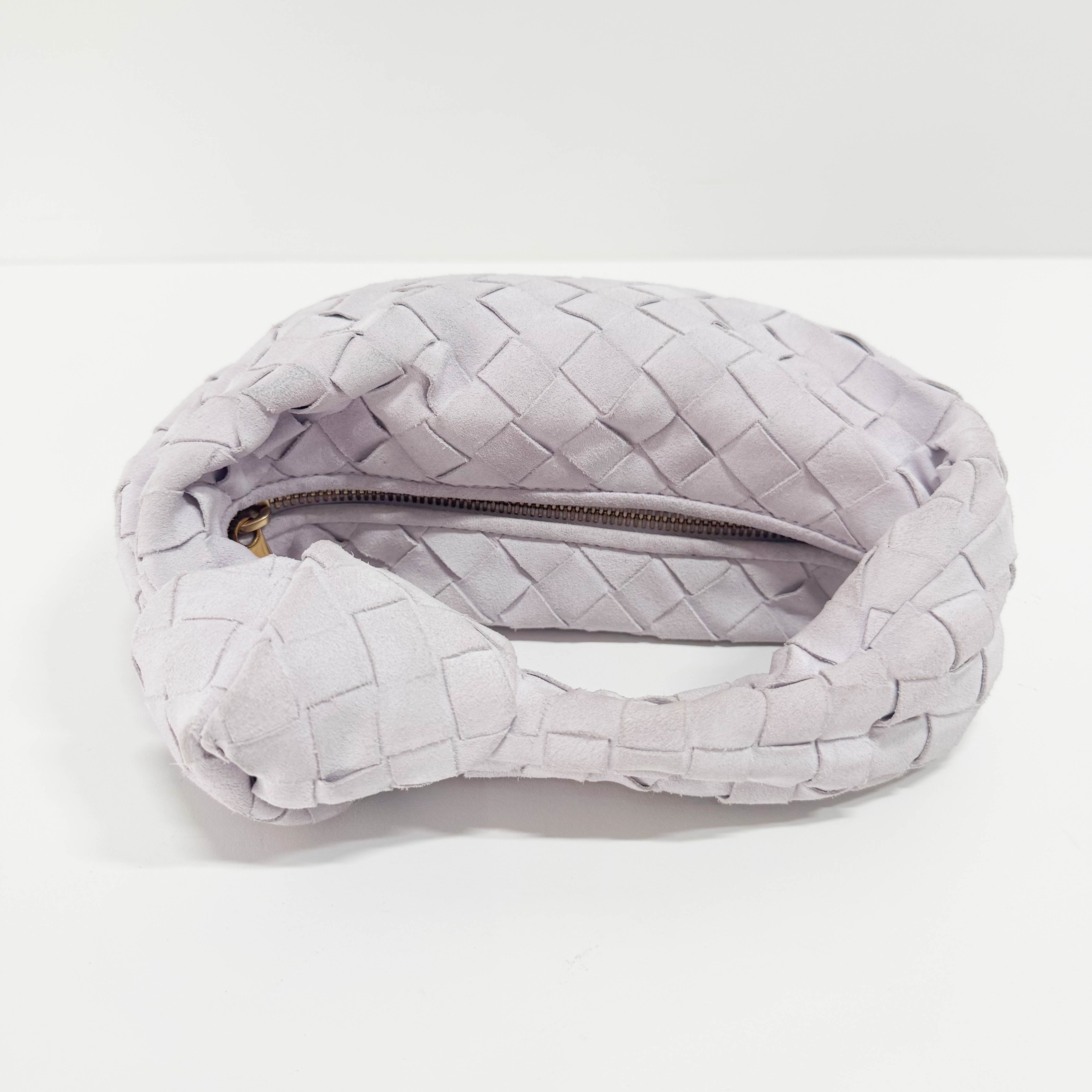 Small Intrecciato White Suede Handbag