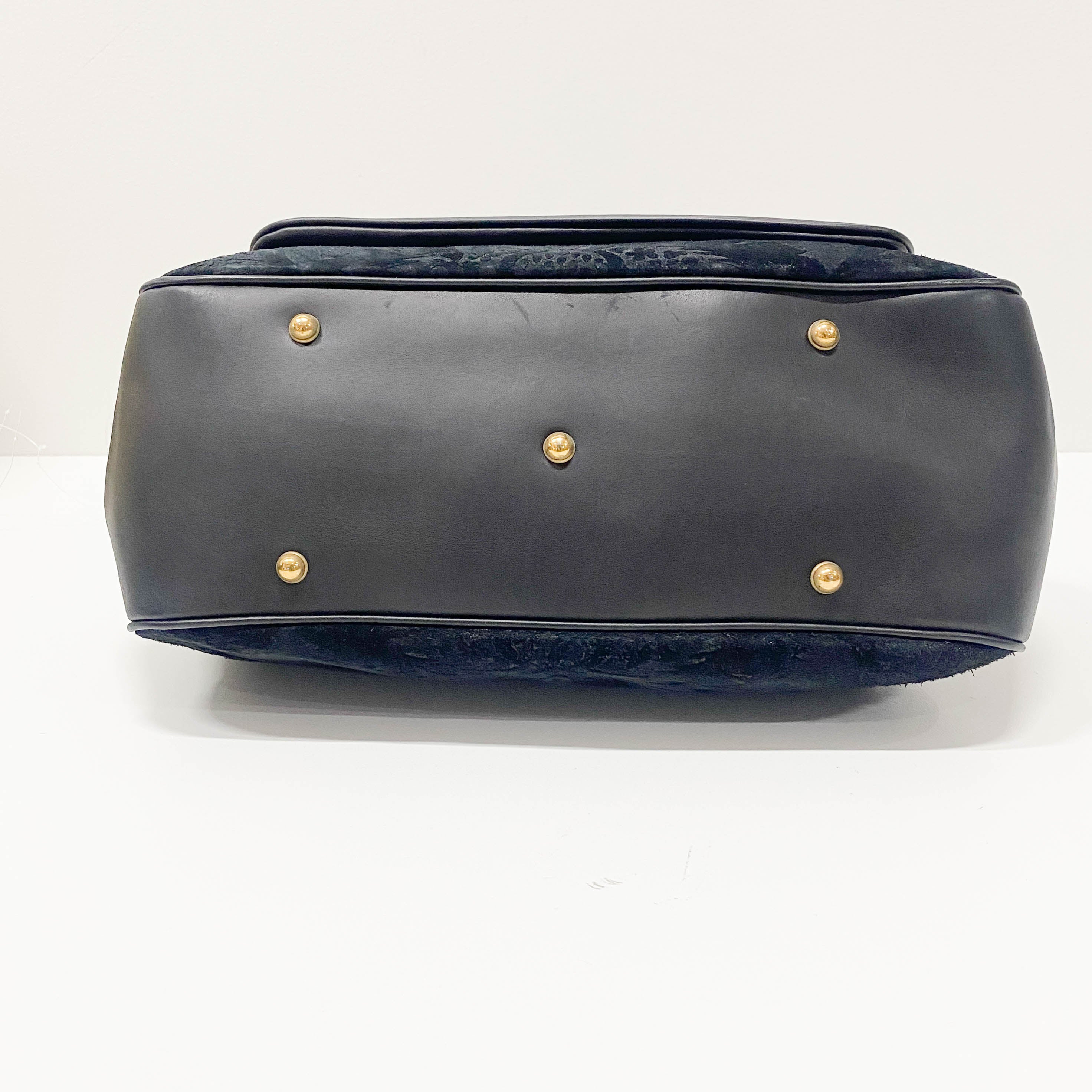 Vintage Black Suede Arabesque Hand Bag