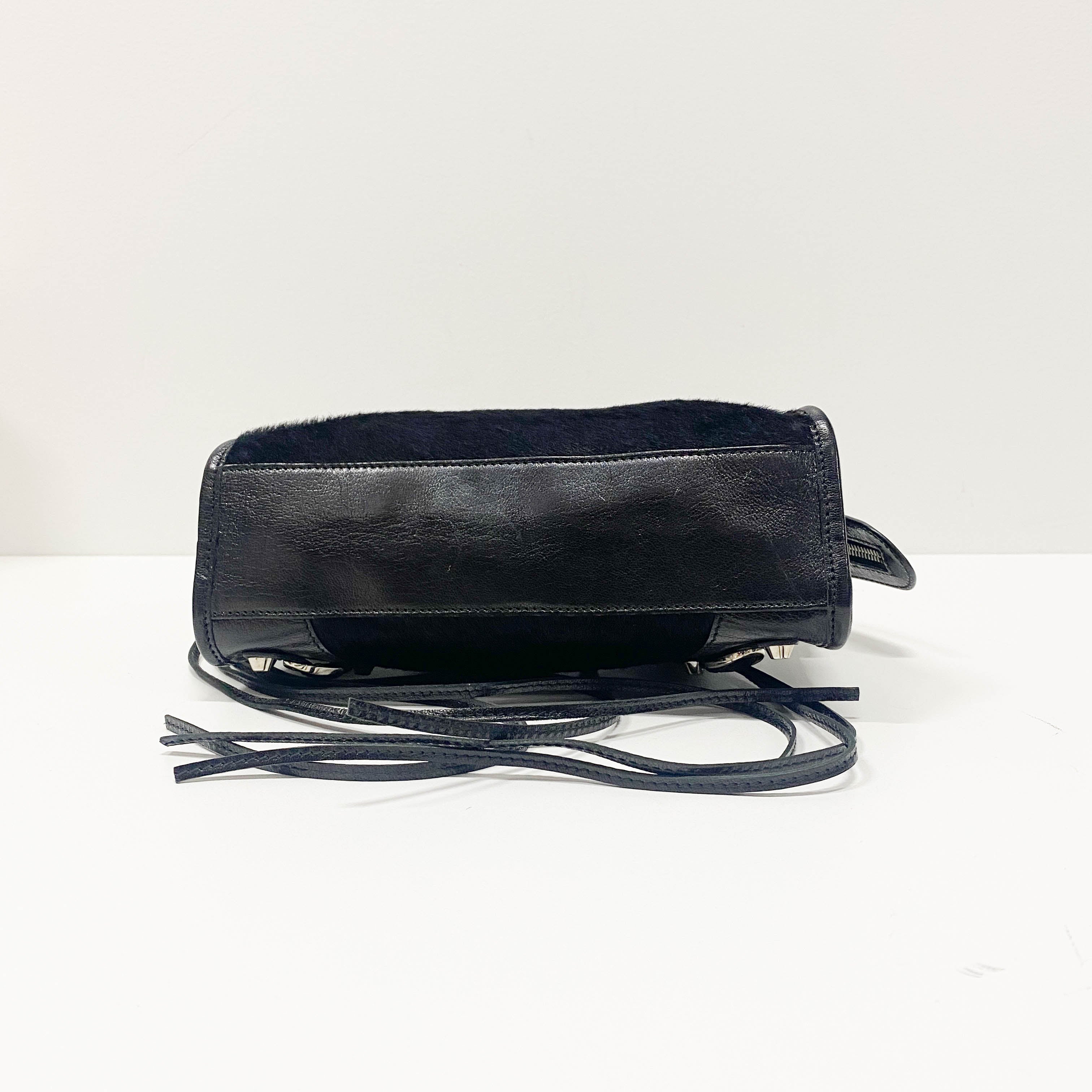 The City Mini Black Pony Hair & Leather Two Way Bag