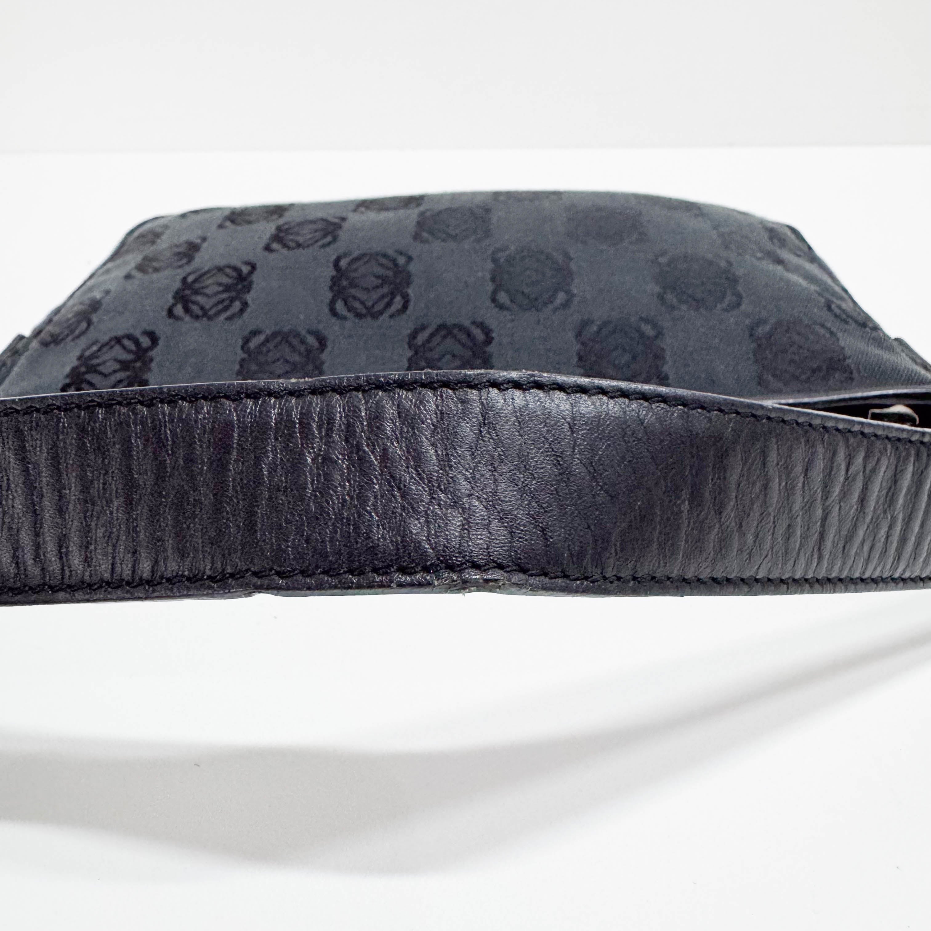 Anagram Black Canvas Small Shoulder Bag