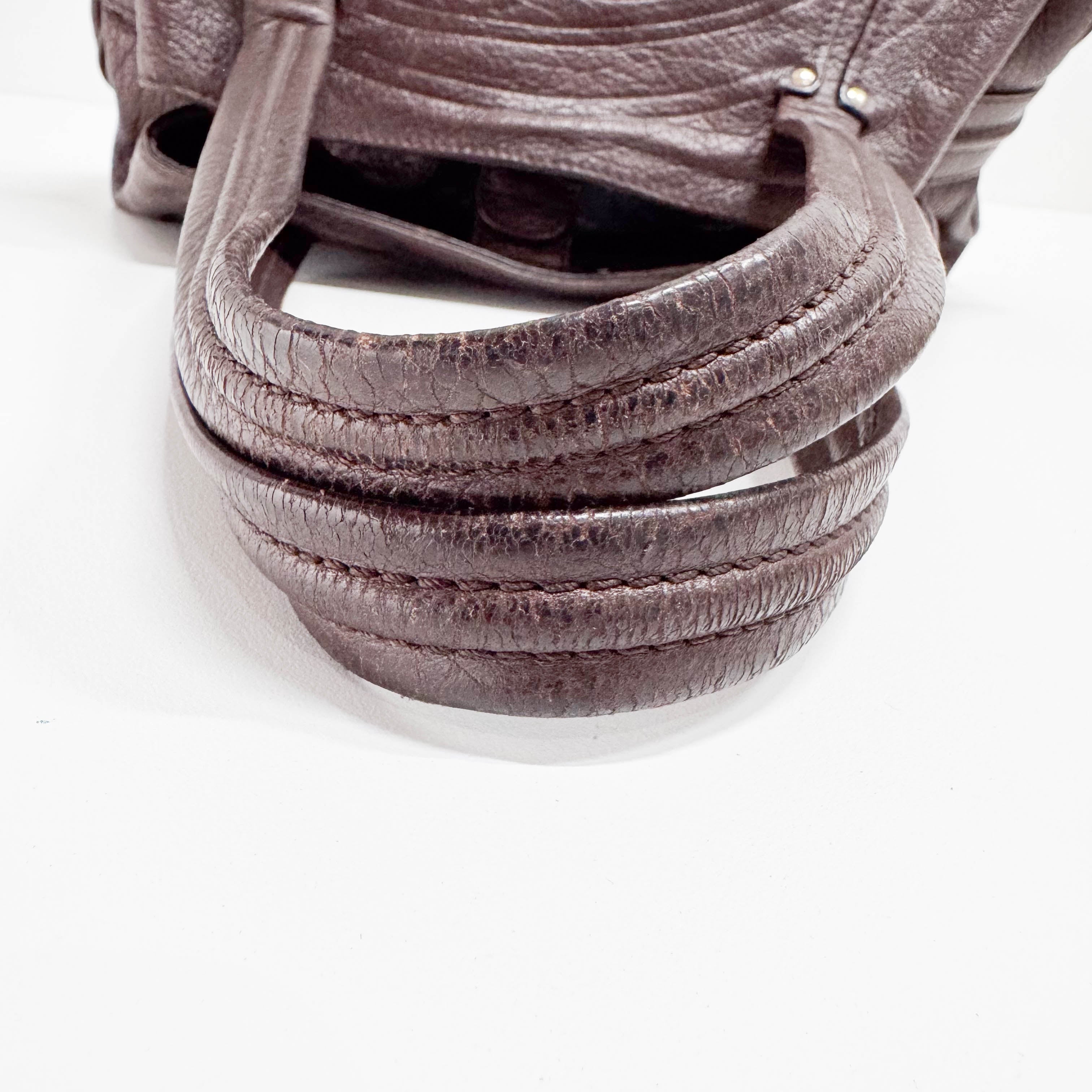 Triomphe Brown Leather Shoulder Bag