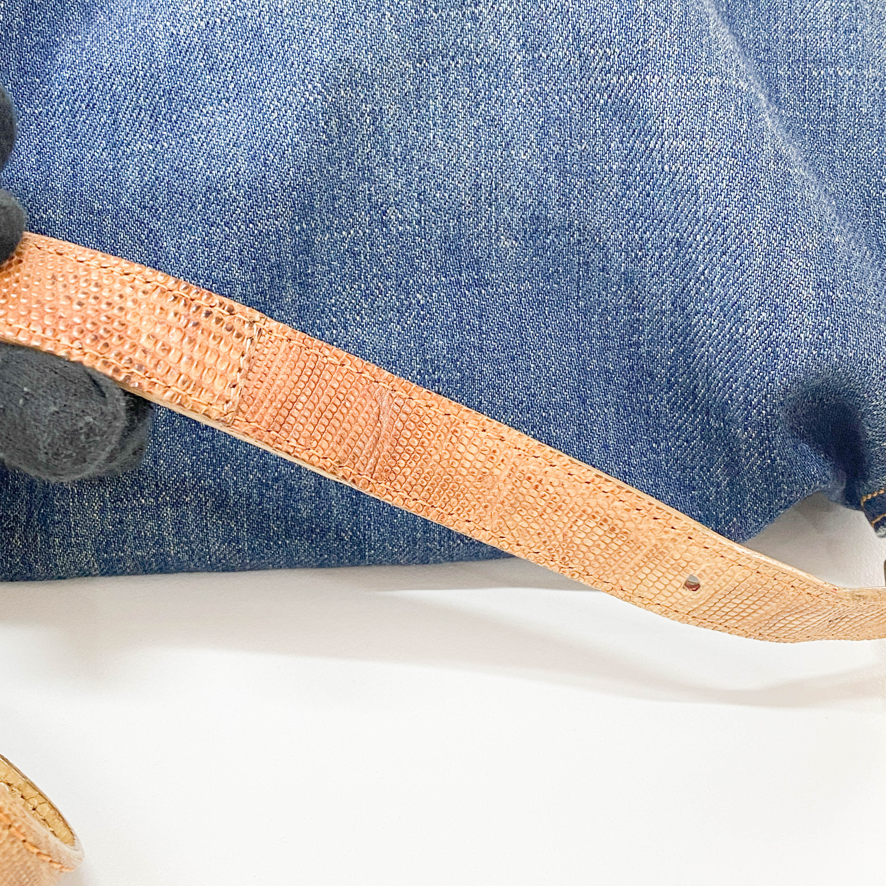 Mamma Baguette Blue Denim Shoulder Bag