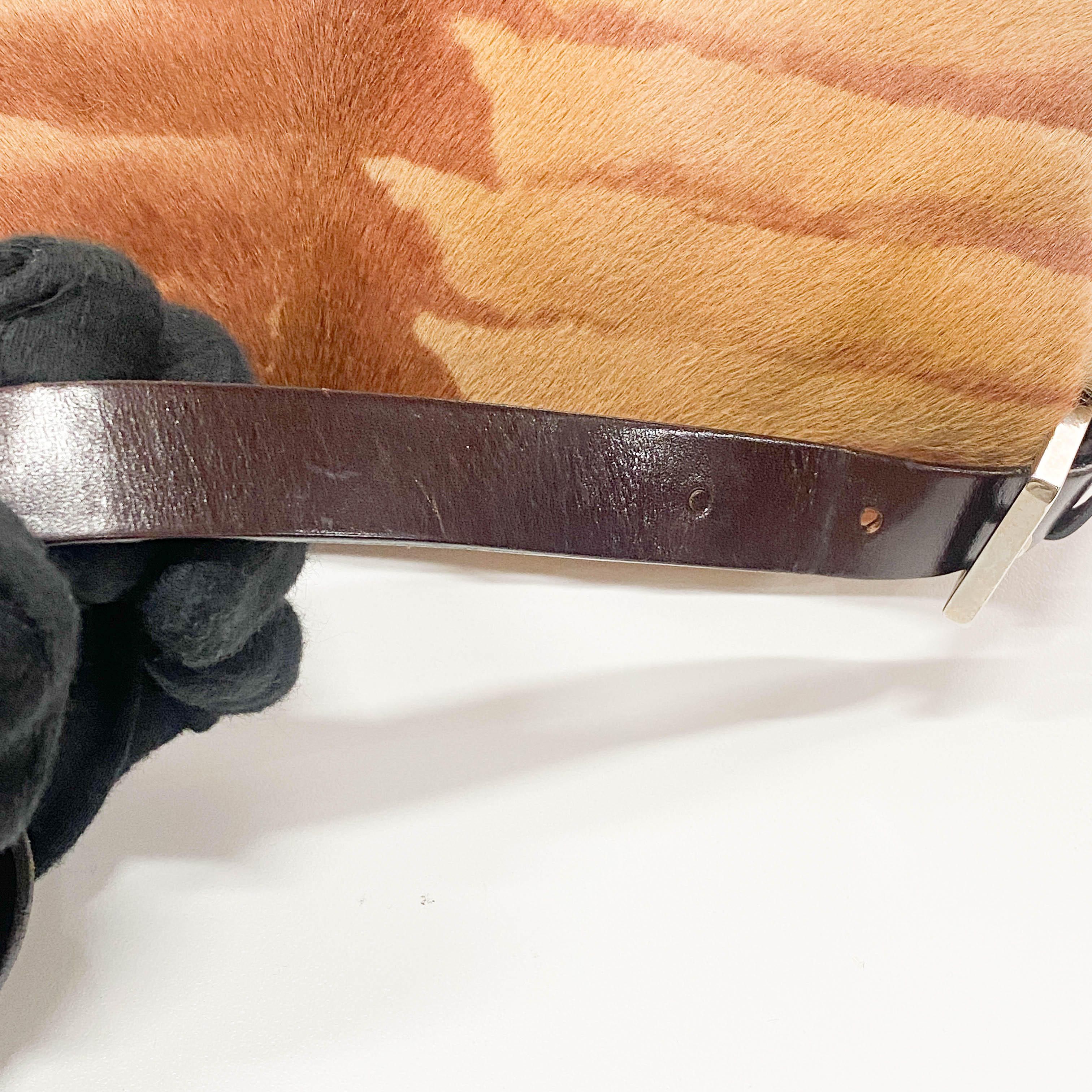 Mamma Baguette Red Zebra Print Pony Hair Shoulder Bag