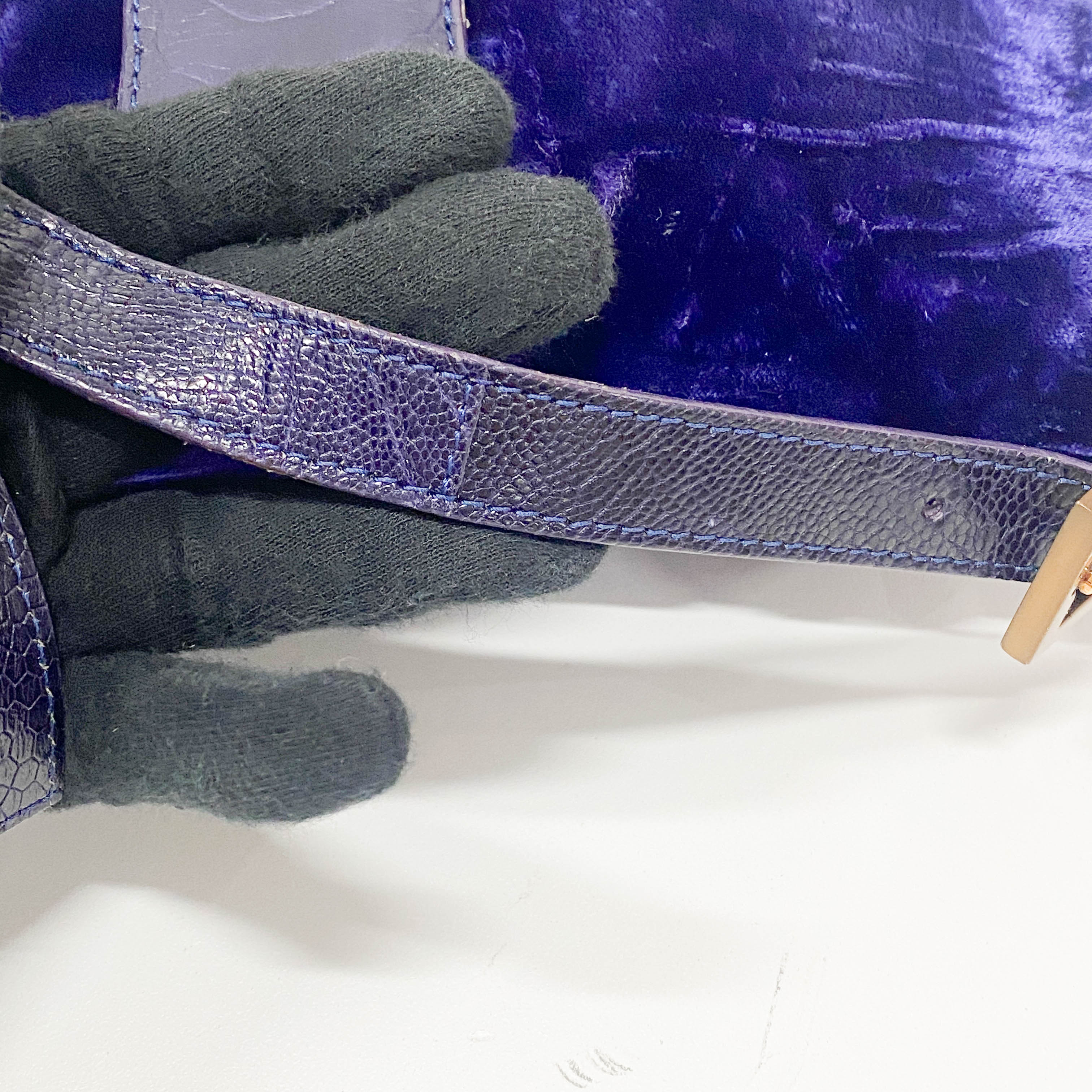 Baguette Purple Velvet Shoulder Bag