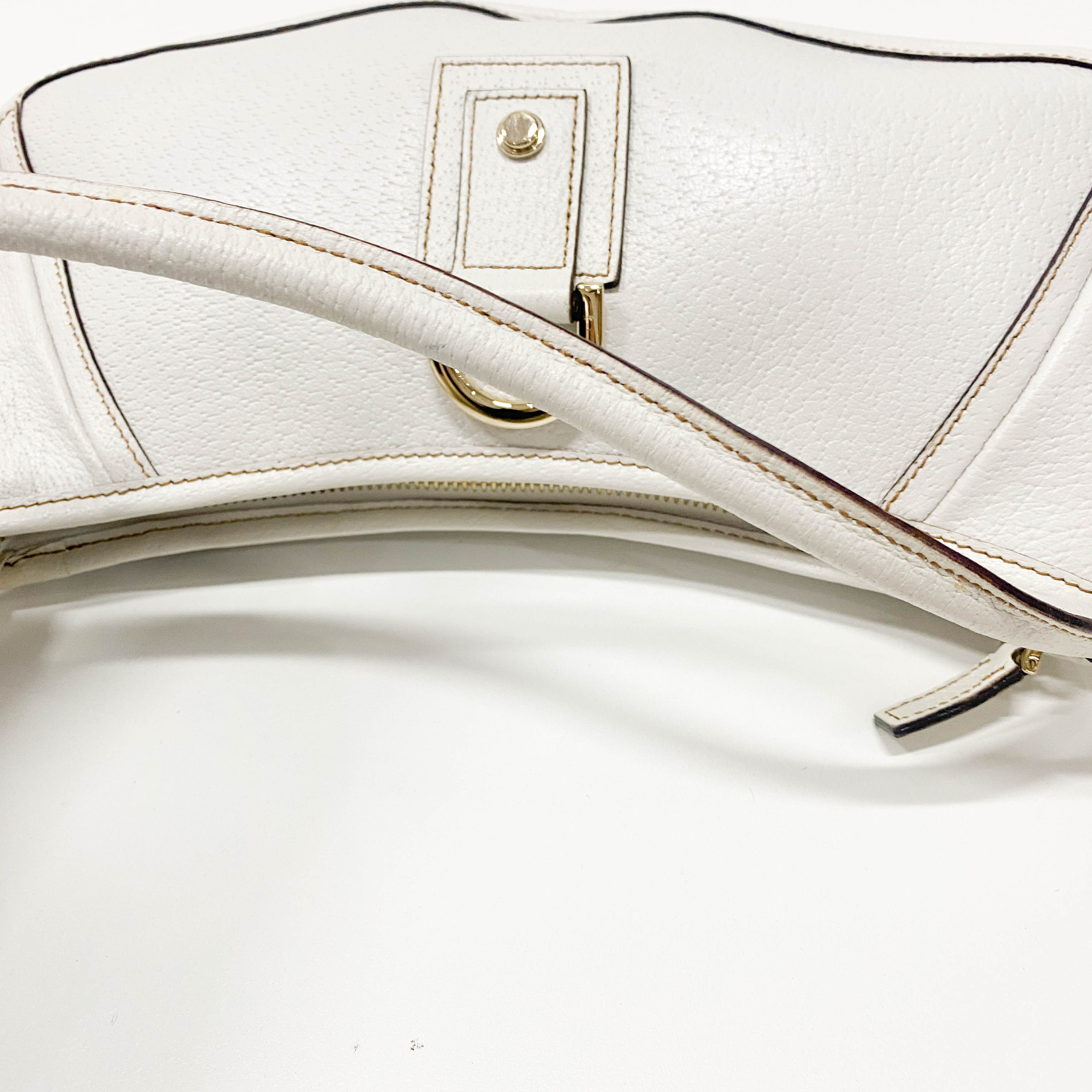 Abbey White Leather Shoulder Bag