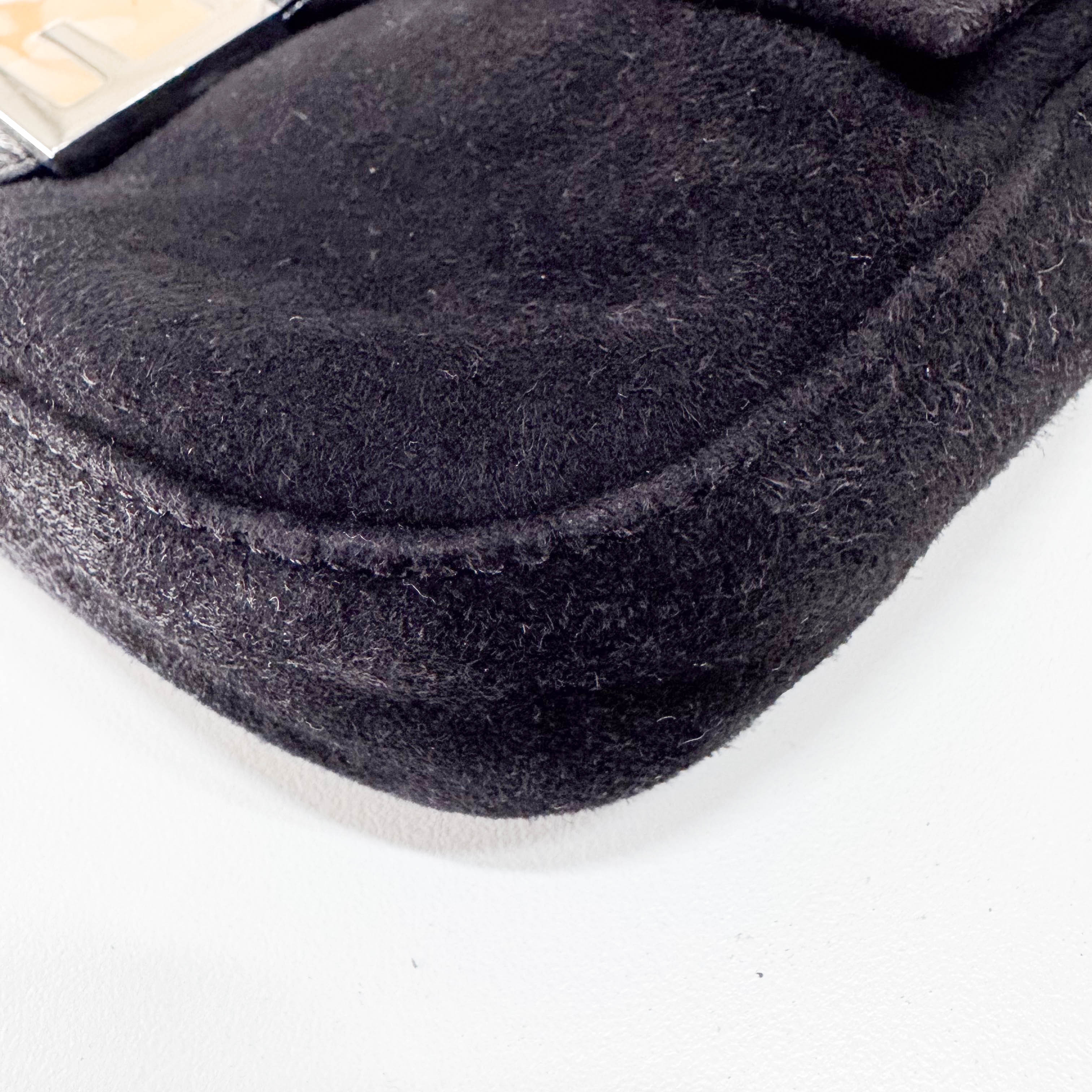 Baguette Black Suede Shoulder Bag