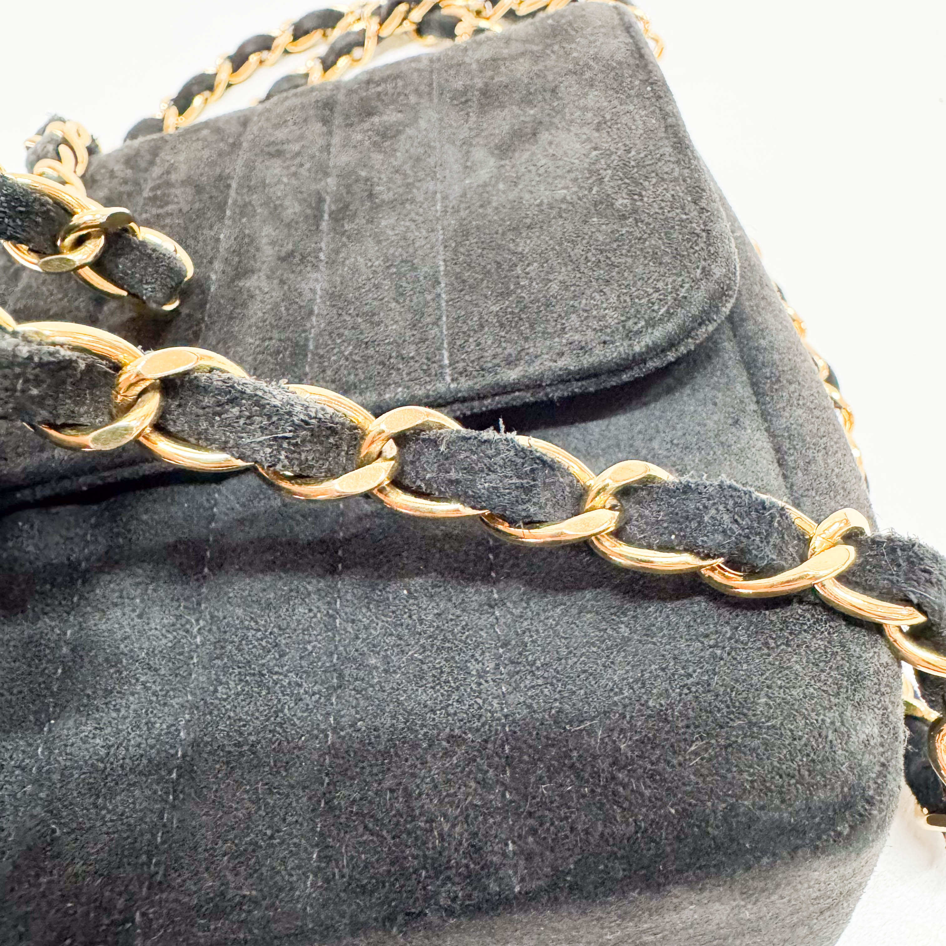 Mademoiselle Black Suede Crossbody Bag