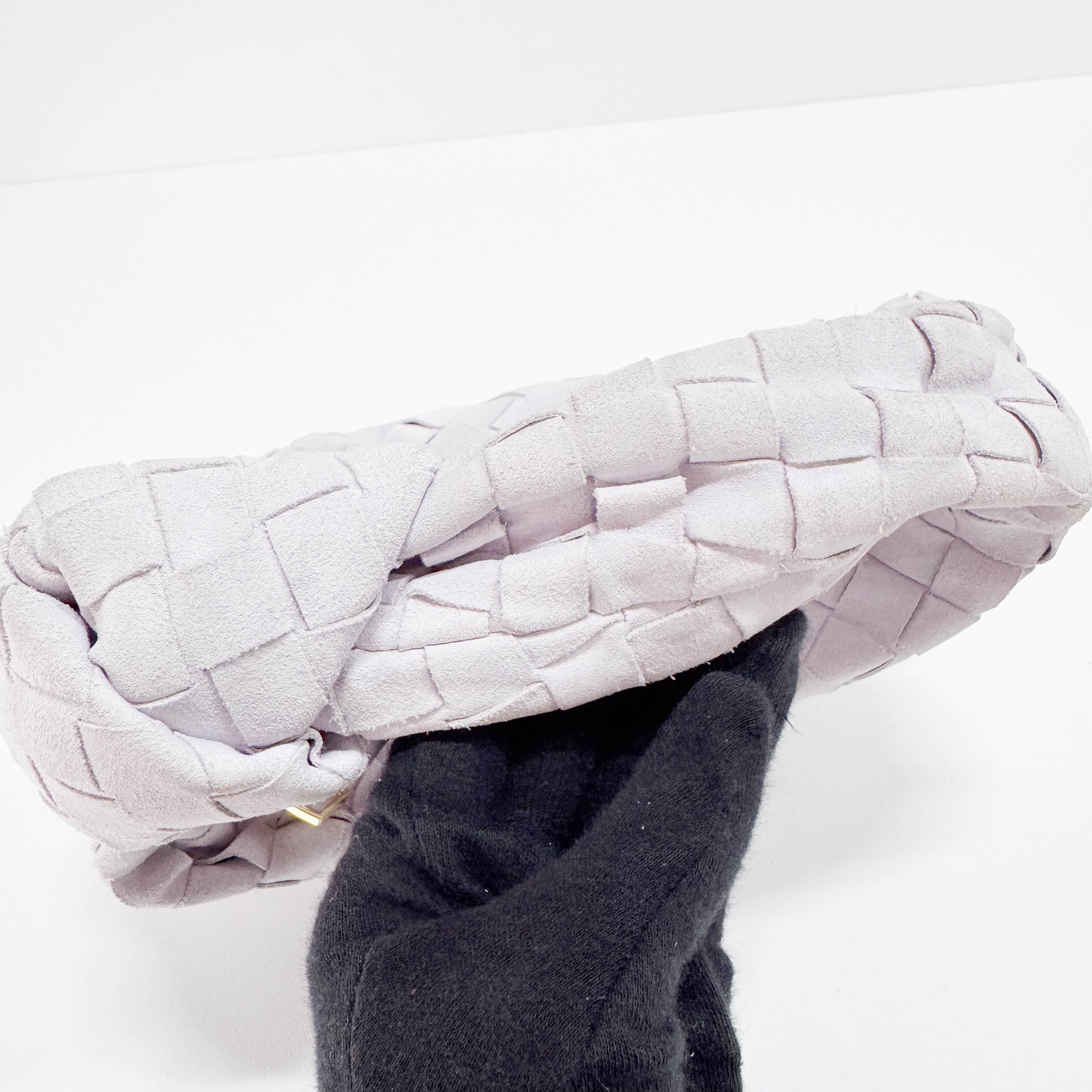 Small Intrecciato White Suede Handbag