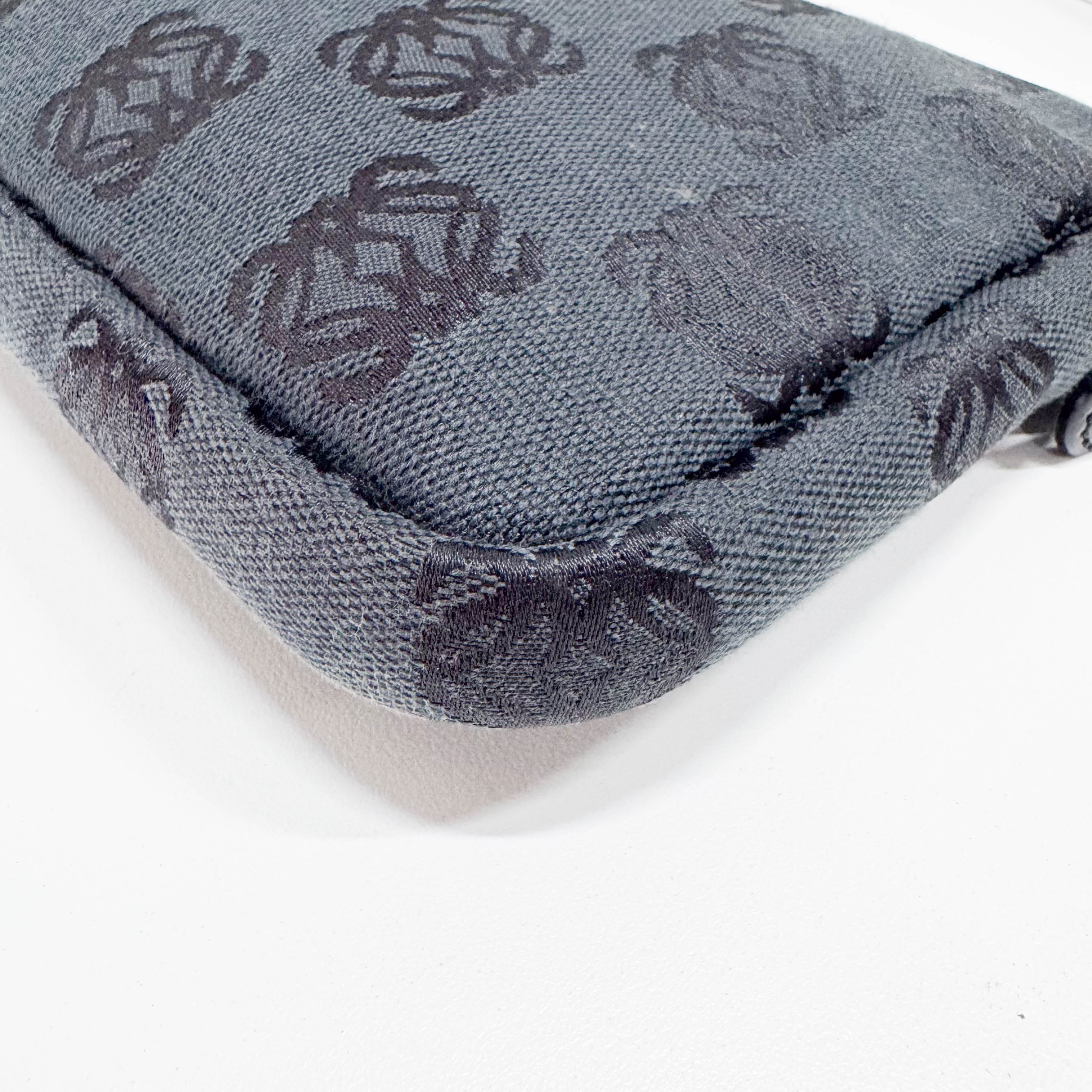 Anagram Black Canvas Small Shoulder Bag