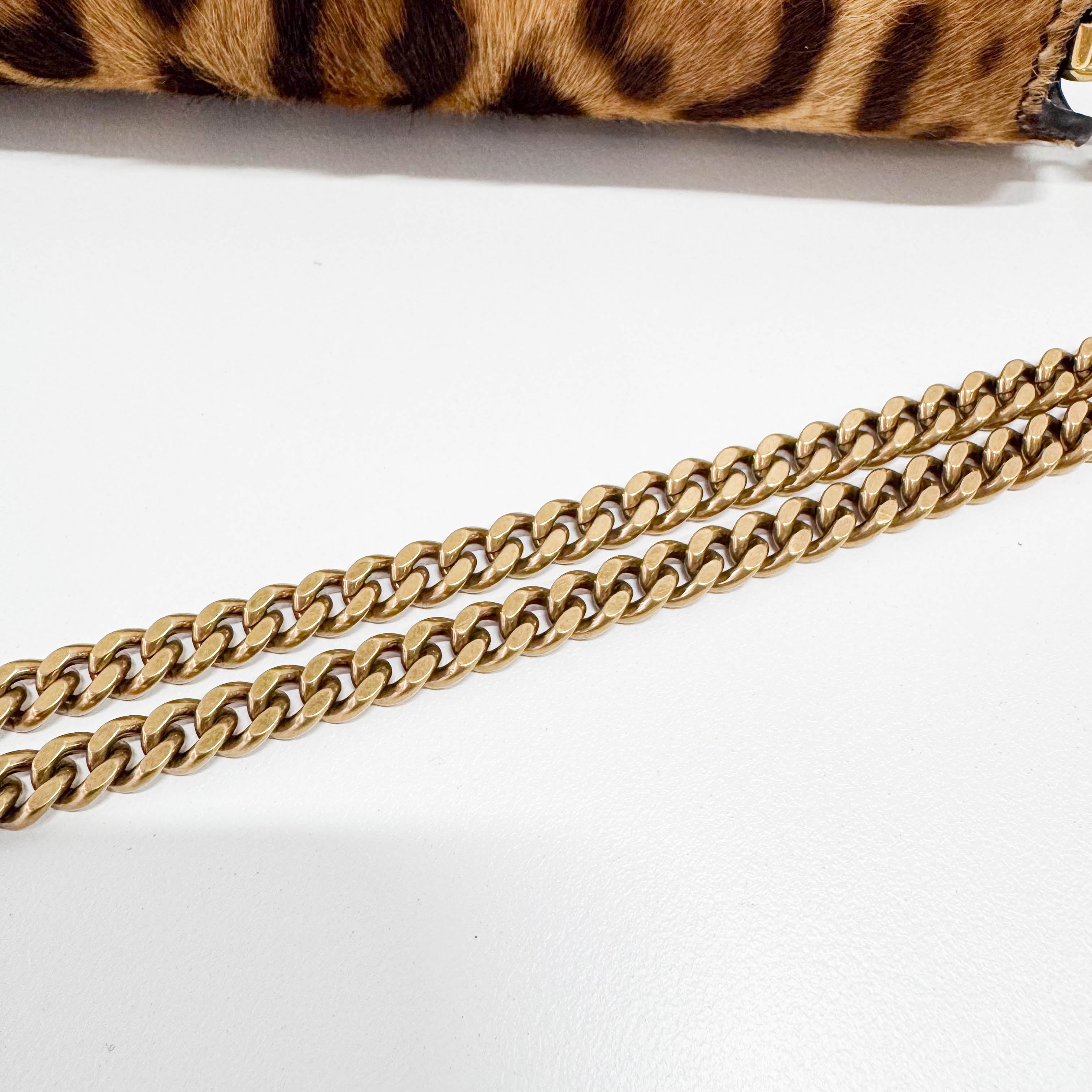 Cassandra Brown Jaguar Pony Hair Chain Shoulder Bag