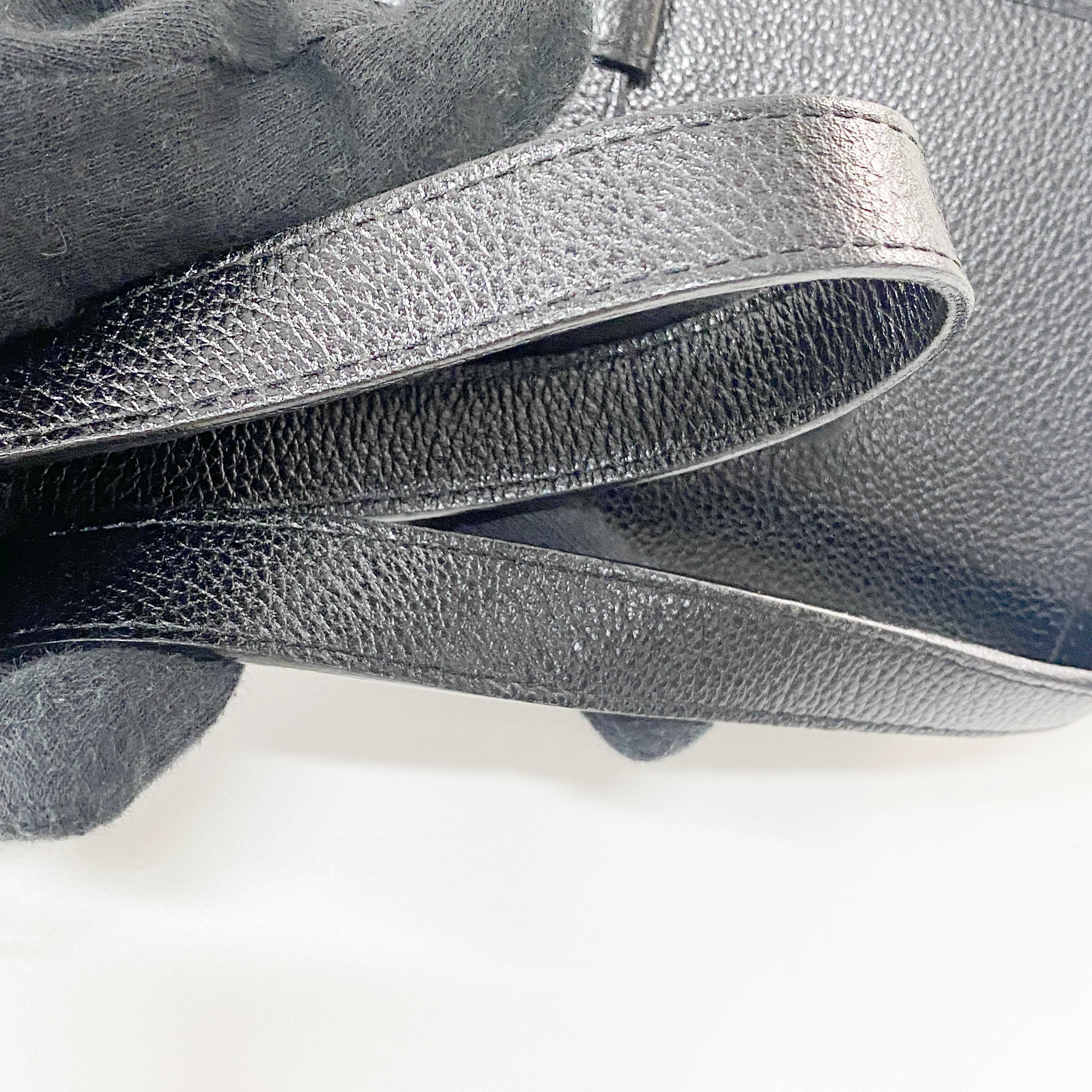 Black Grain Calfskin Leather Crossbody Bag