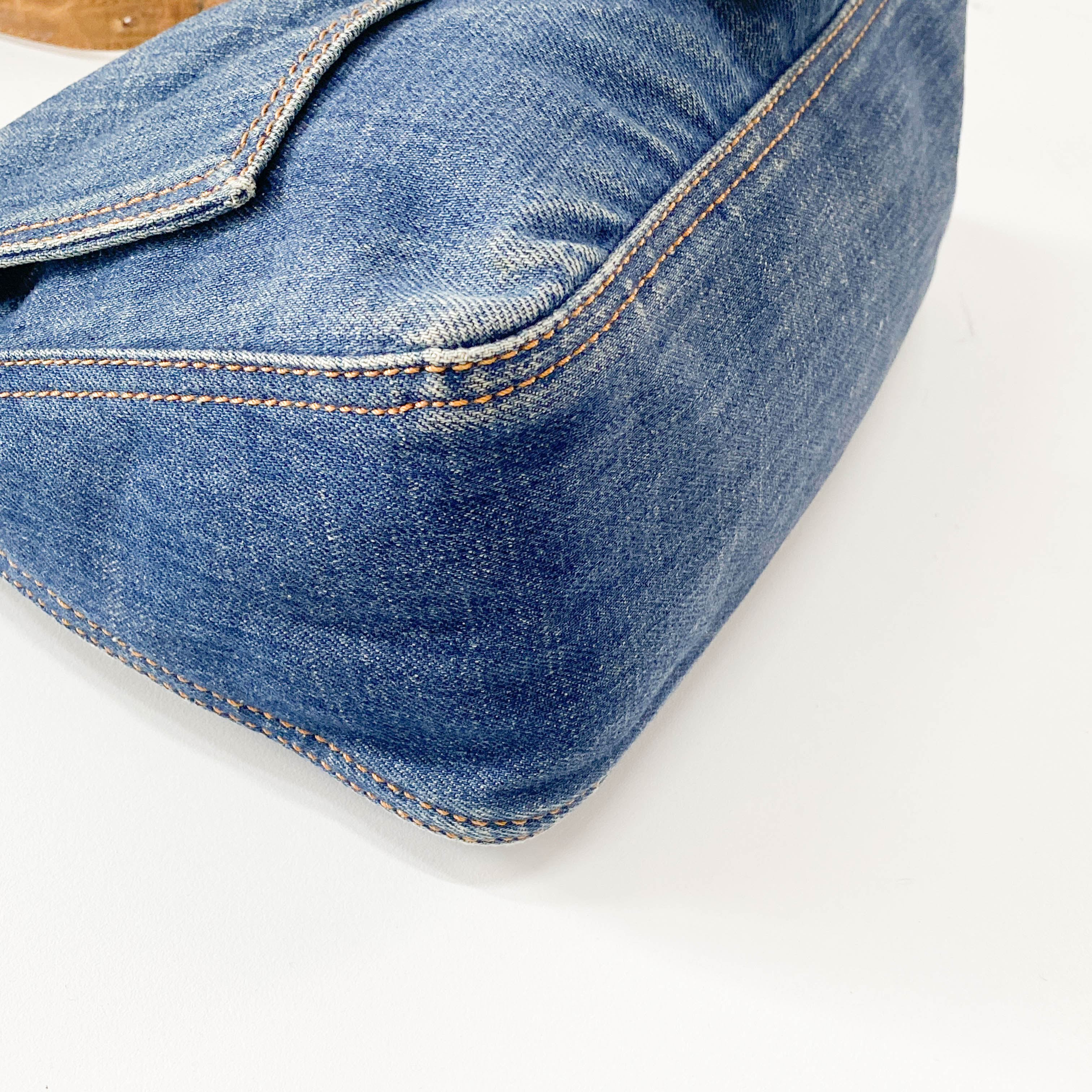 Mamma Baguette Blue Denim Shoulder Bag