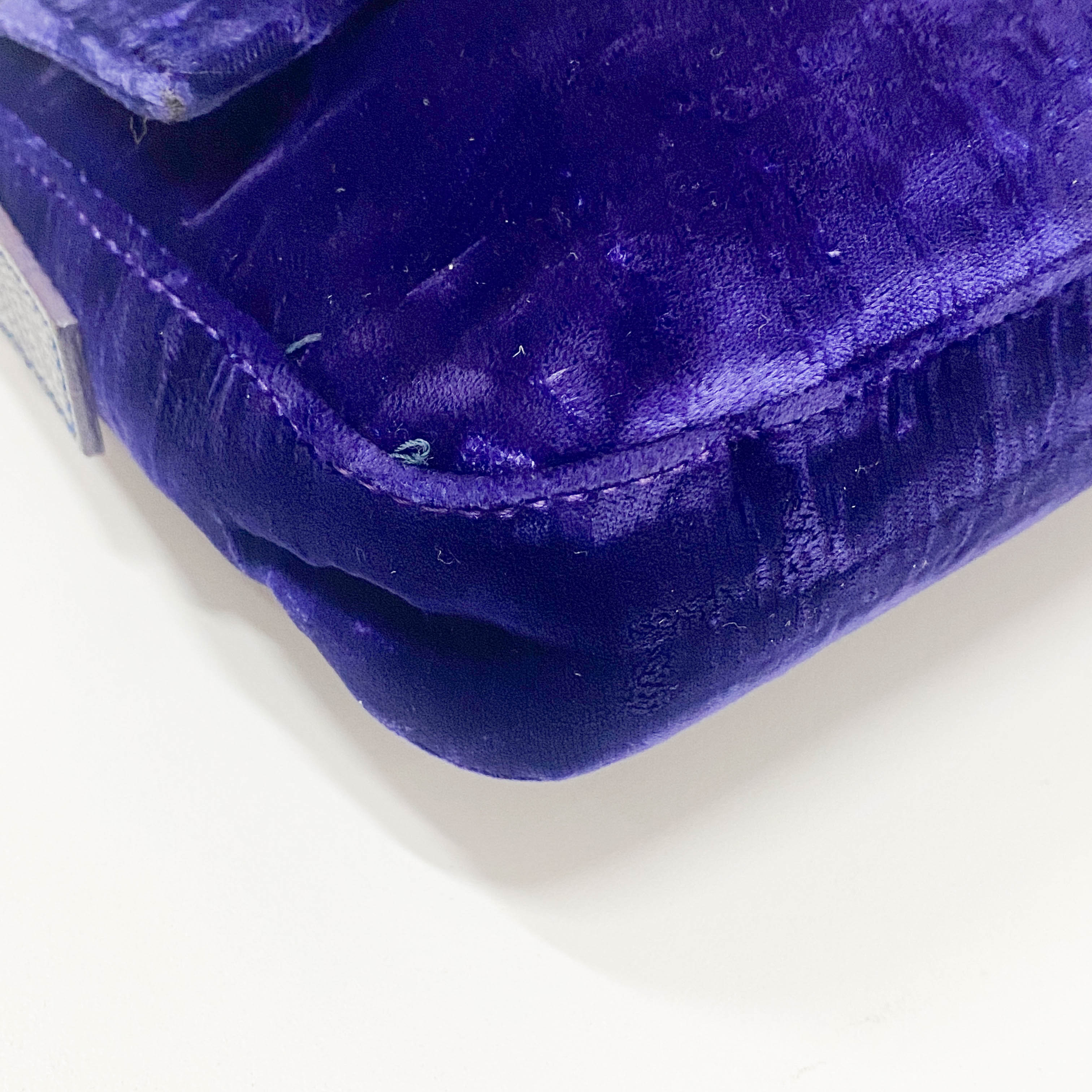 Baguette Purple Velvet Shoulder Bag