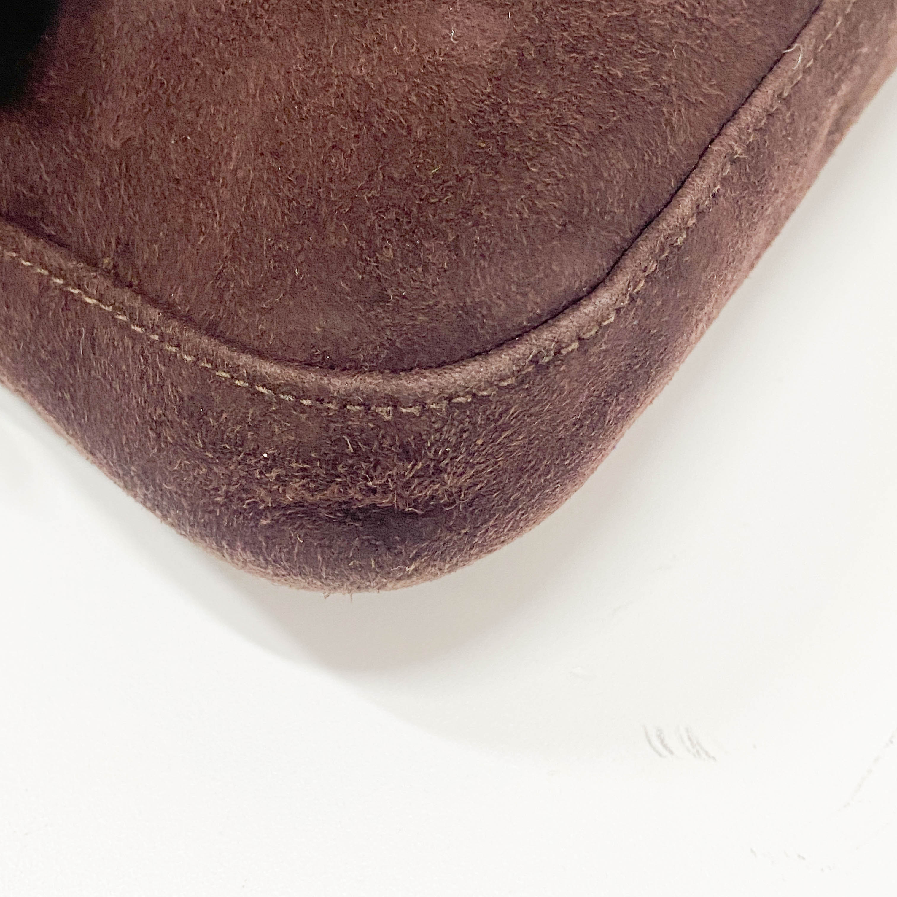 Baguette Brown Suede Shoulder Bag