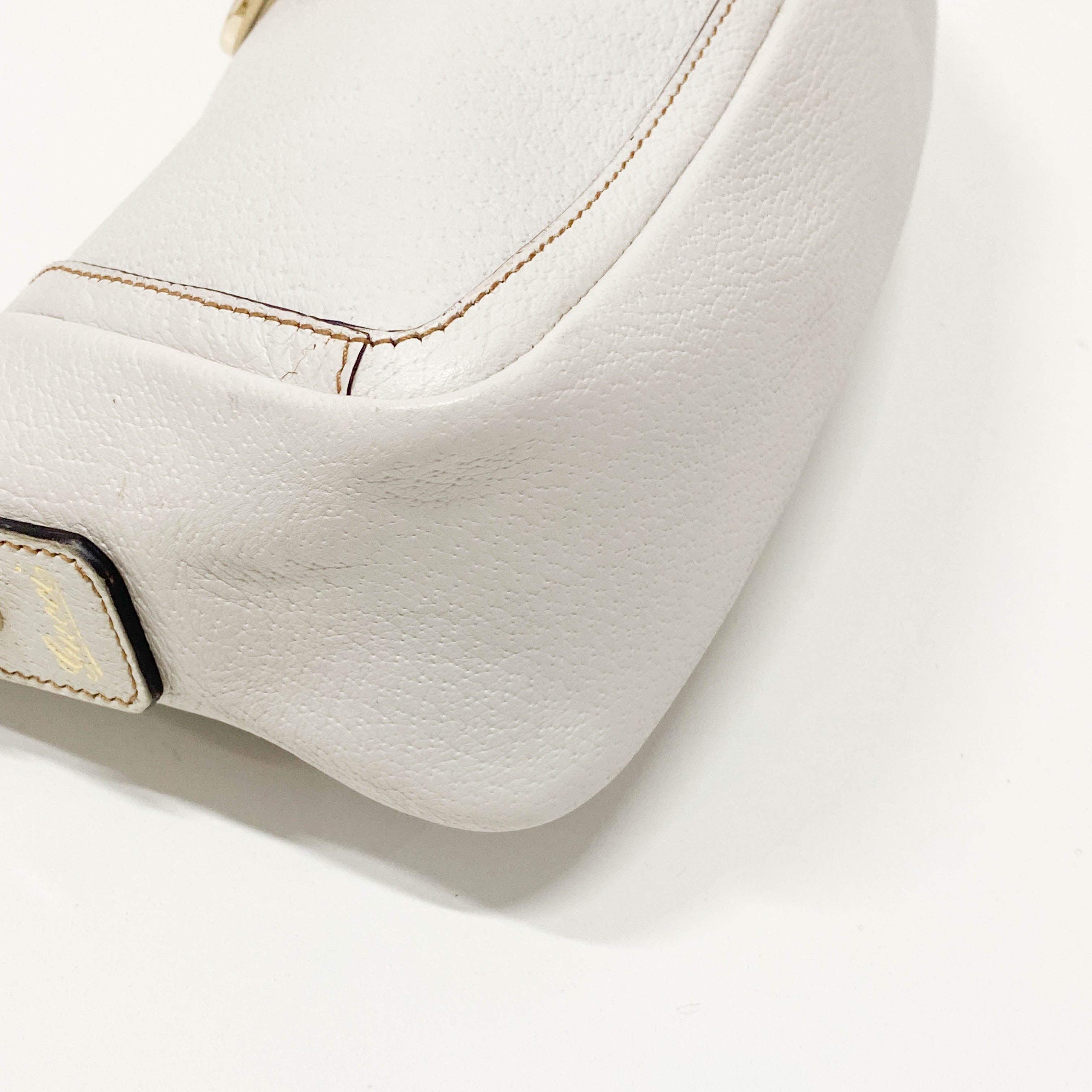 Abbey White Leather Shoulder Bag