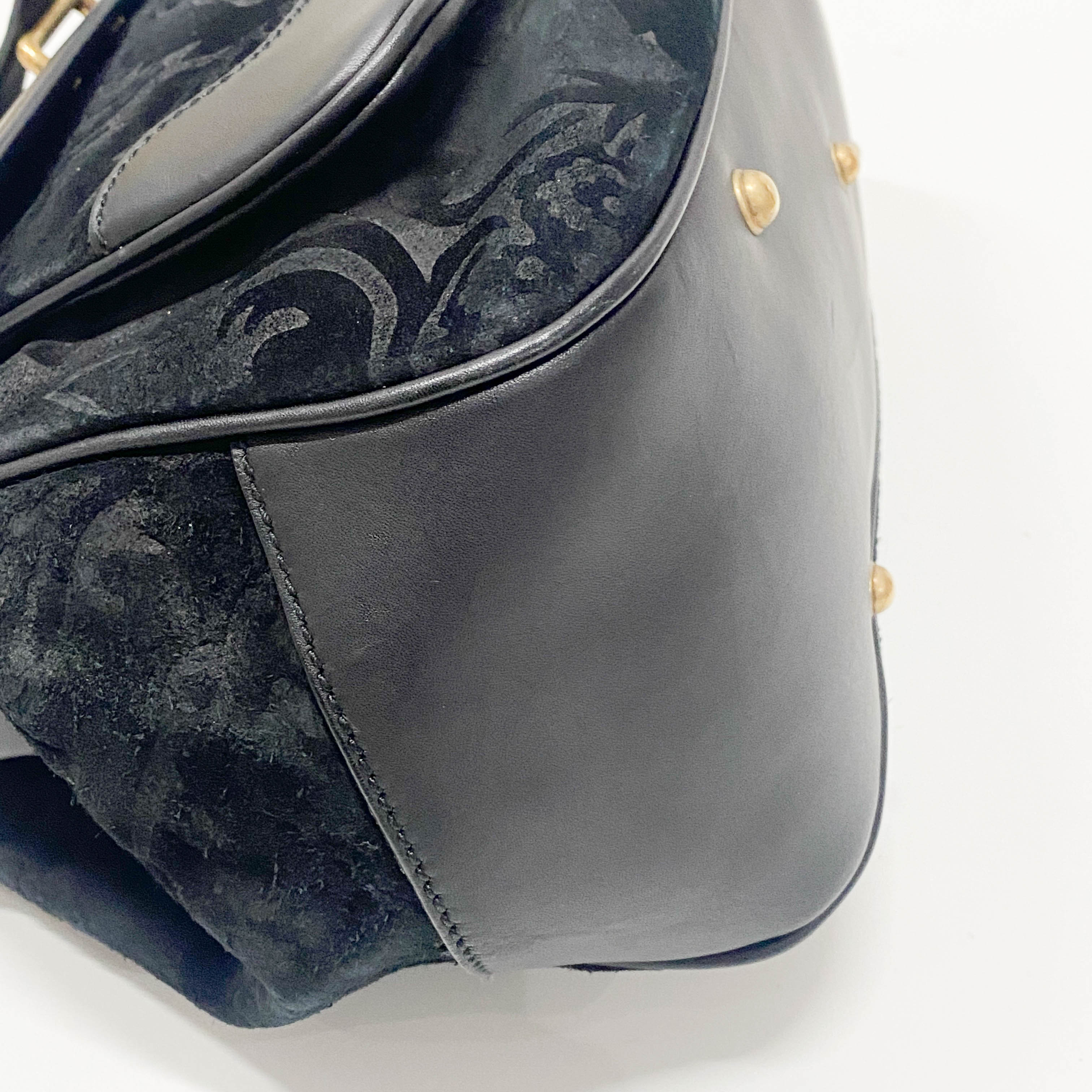 Vintage Black Suede Arabesque Hand Bag