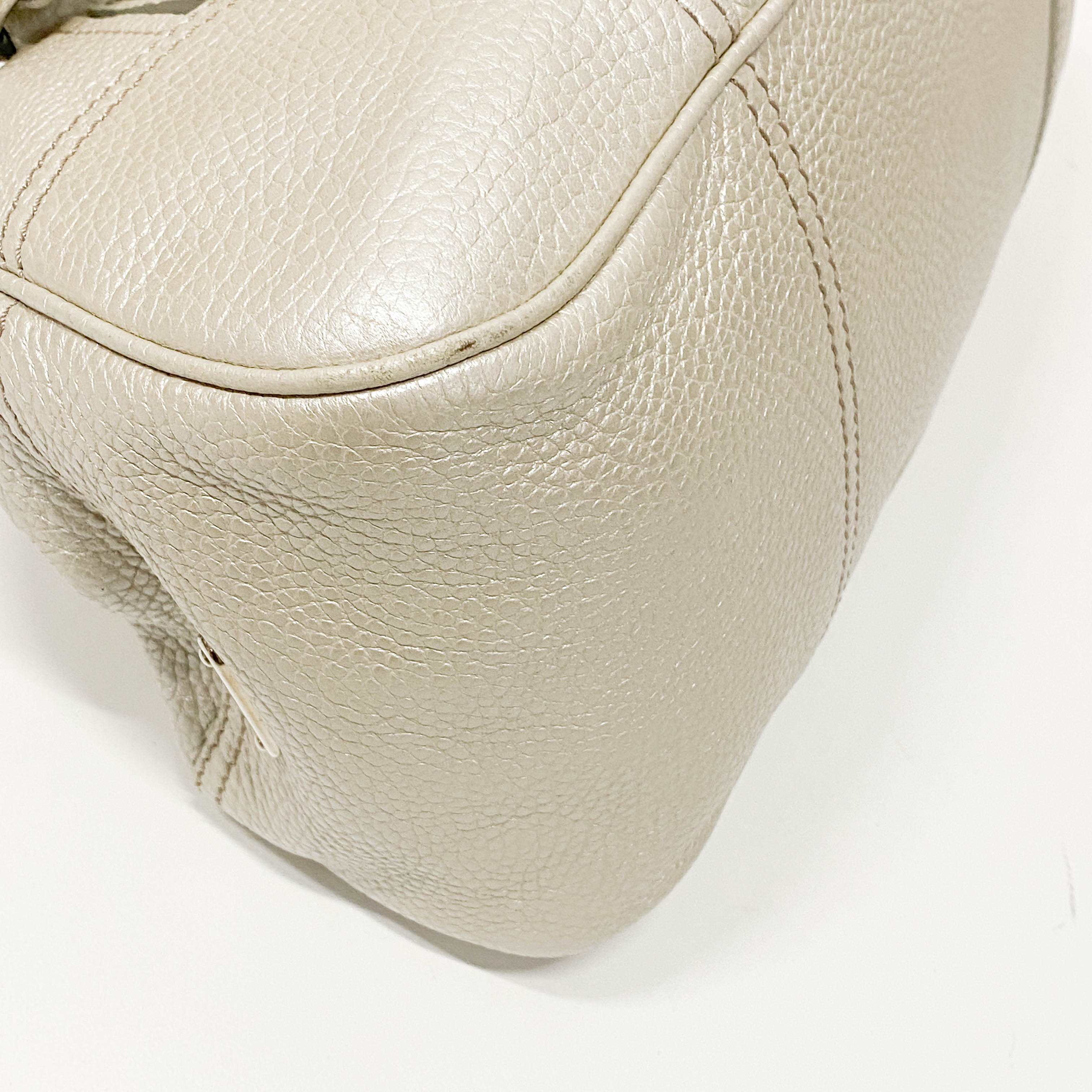 Silver Leather Clutch Shoulder Bag