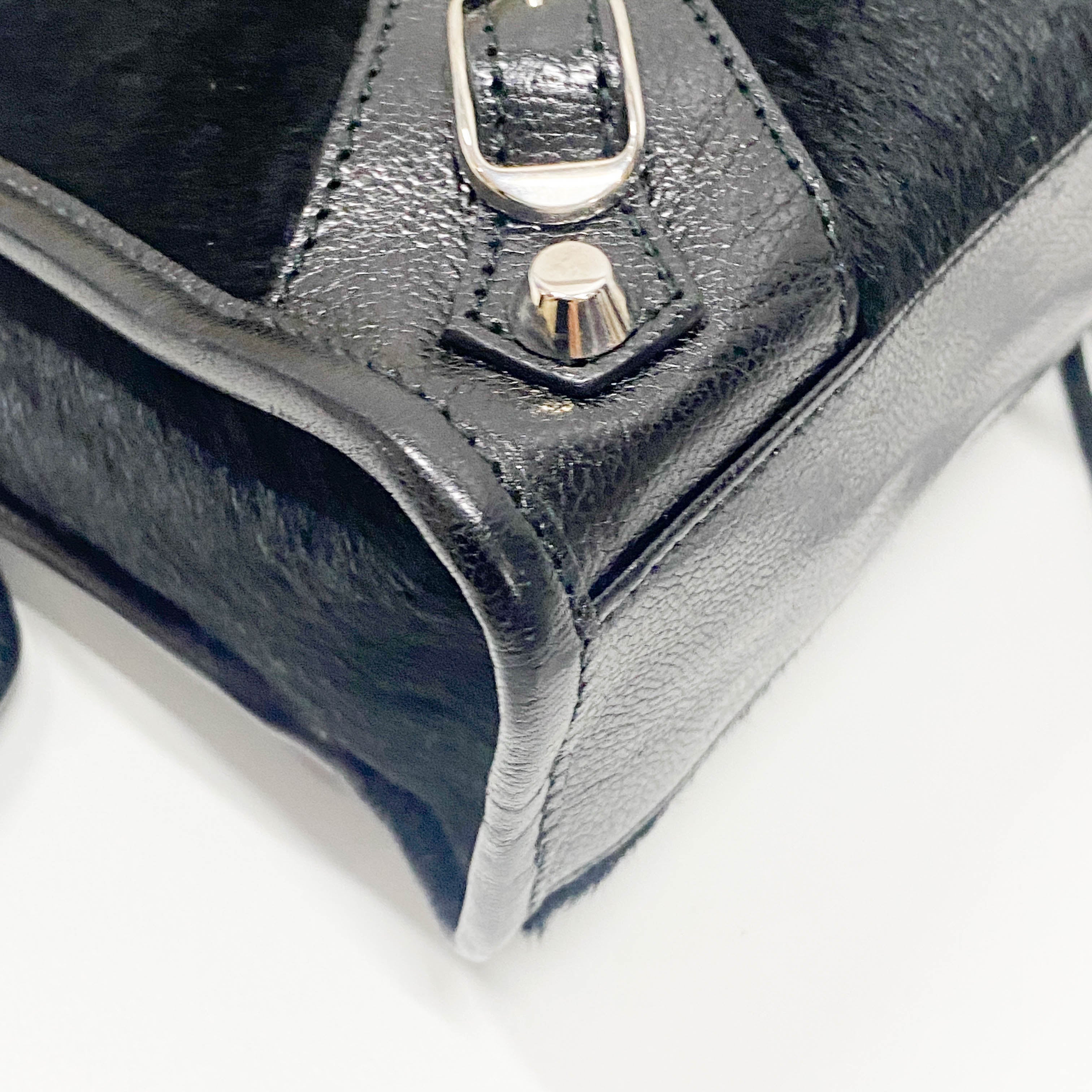 The City Mini Black Pony Hair & Leather Two Way Bag