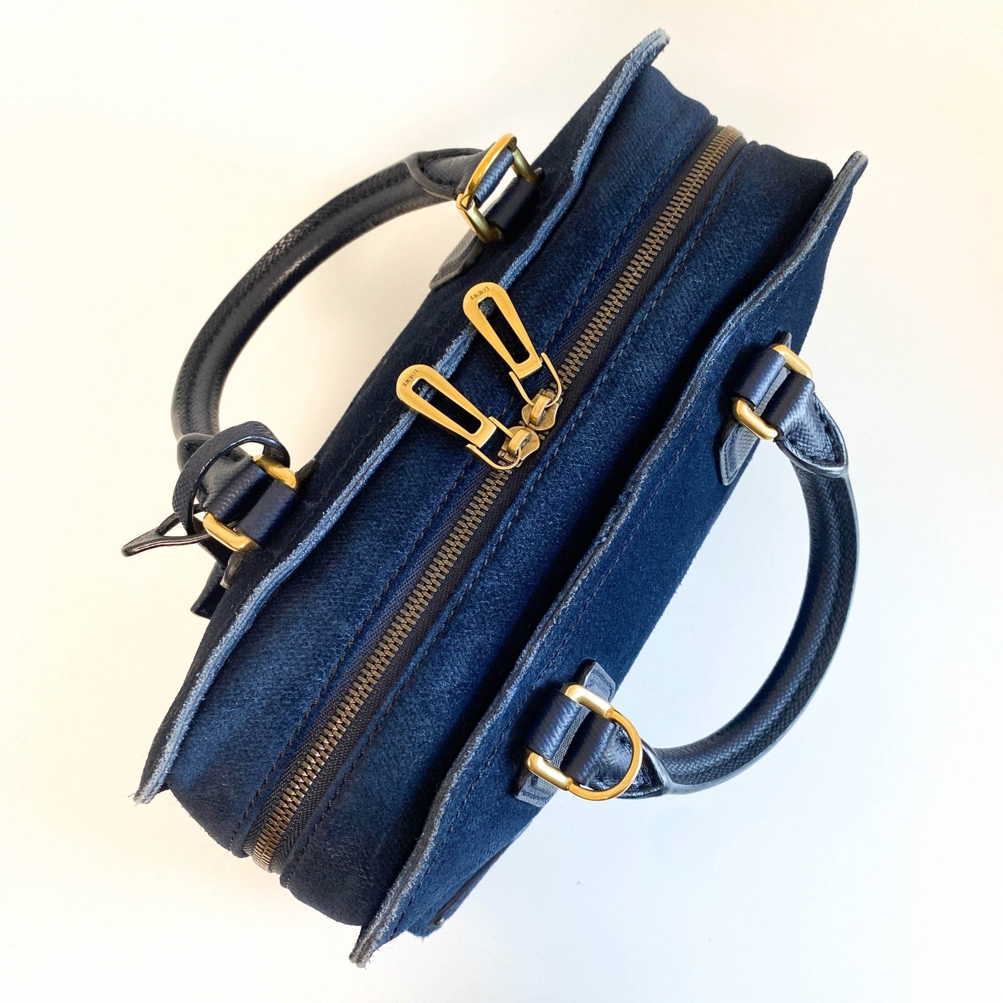 LOEWE Amazona 23 Navy Denim Suede Handbag, in , Sold by HIVE PRELOVED - Handle Bags, ,
