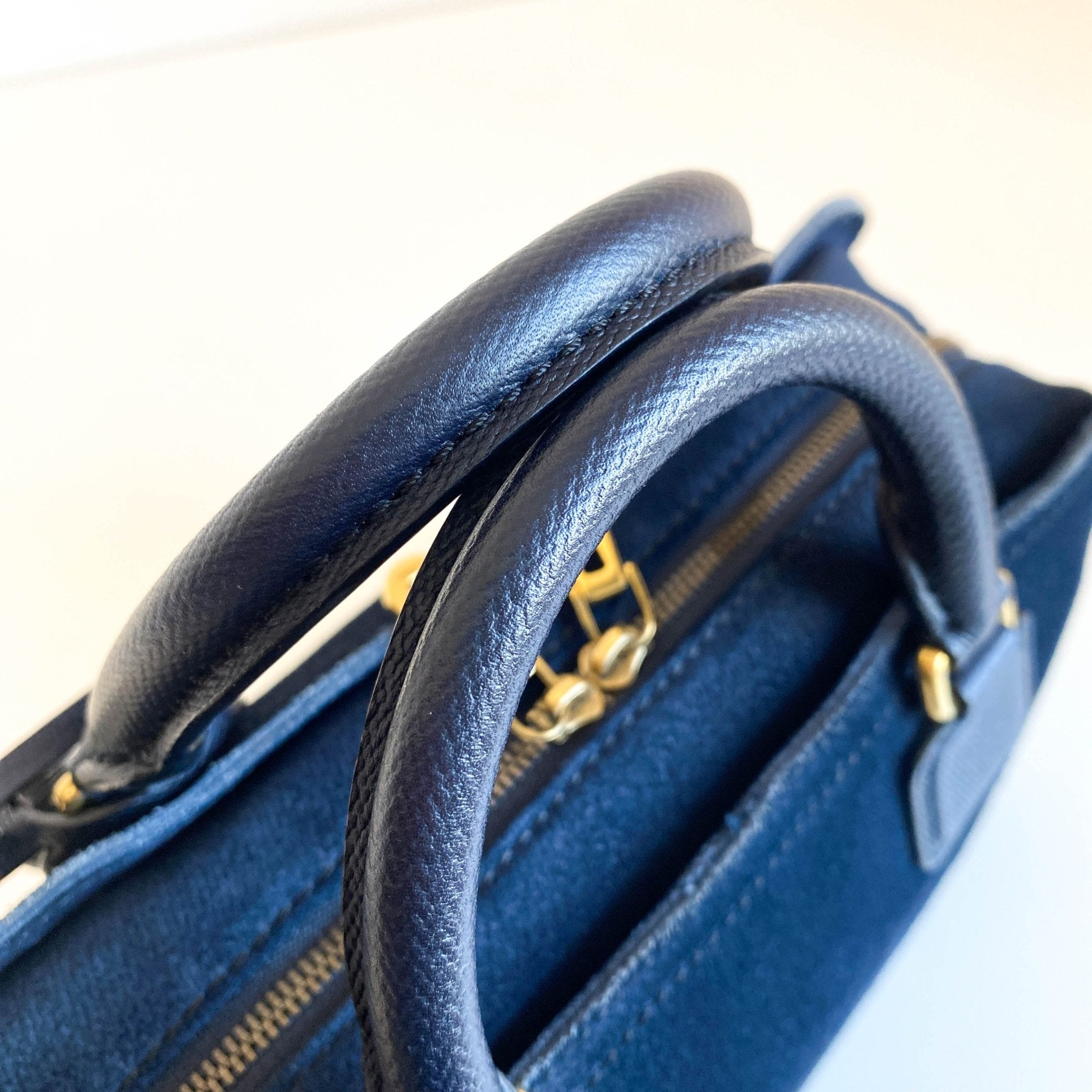 LOEWE Amazona 23 Navy Denim Suede Handbag, in , Sold by HIVE PRELOVED - Handle Bags, ,