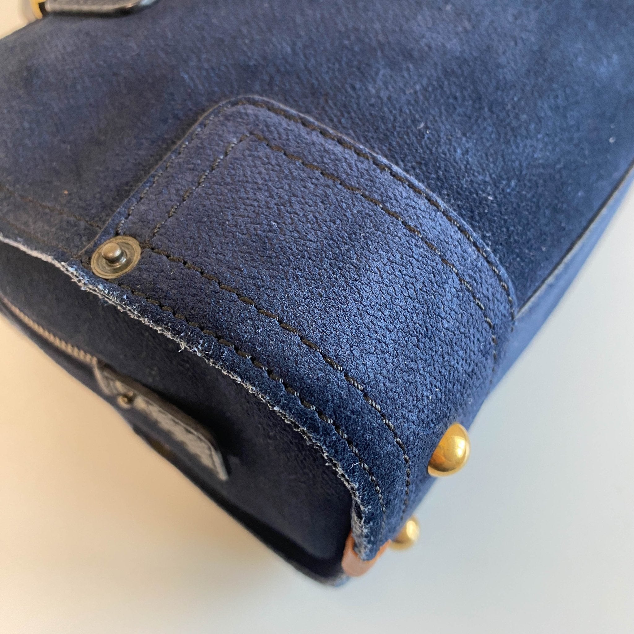 LOEWE Amazona 23 Navy Denim Suede Handbag, in , Sold by HIVE PRELOVED - Handle Bags, ,