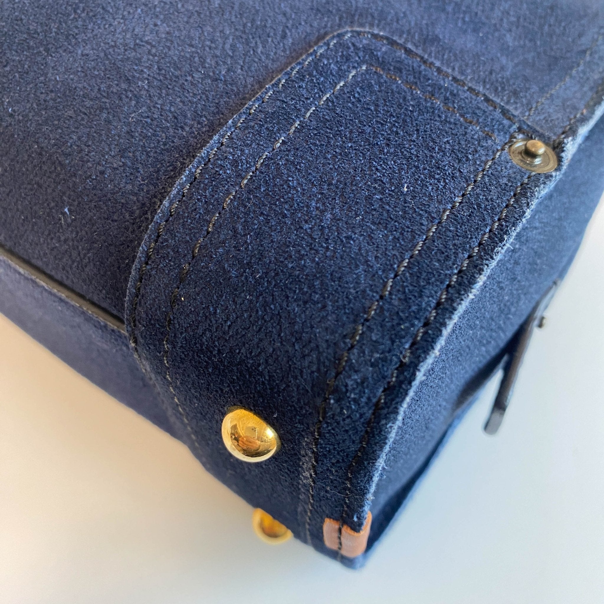 LOEWE Amazona 23 Navy Denim Suede Handbag, in , Sold by HIVE PRELOVED - Handle Bags, ,